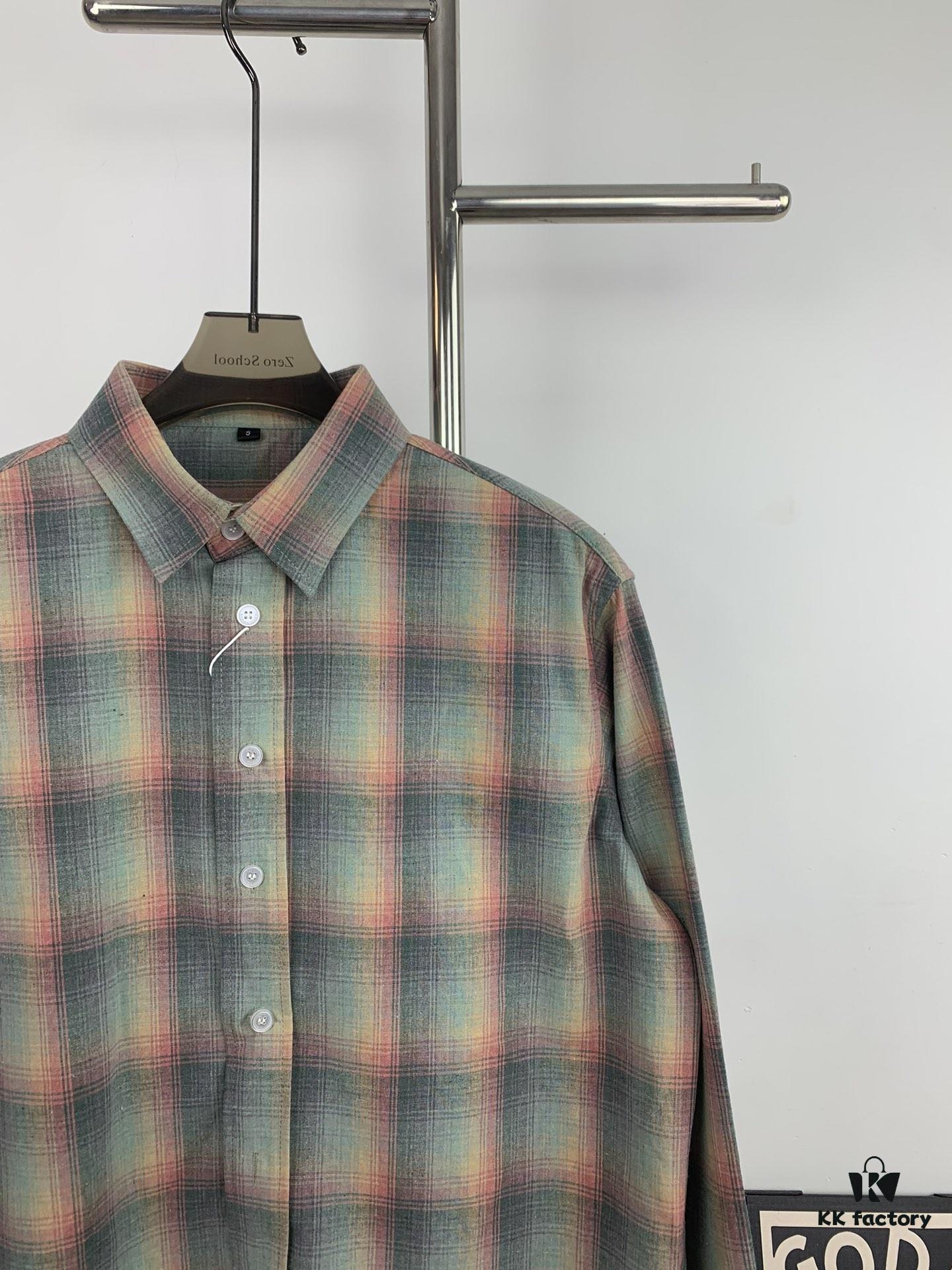 New MM6 Maison Margiela Rainbow Plaid Unisex Casual Shirt 2023FW