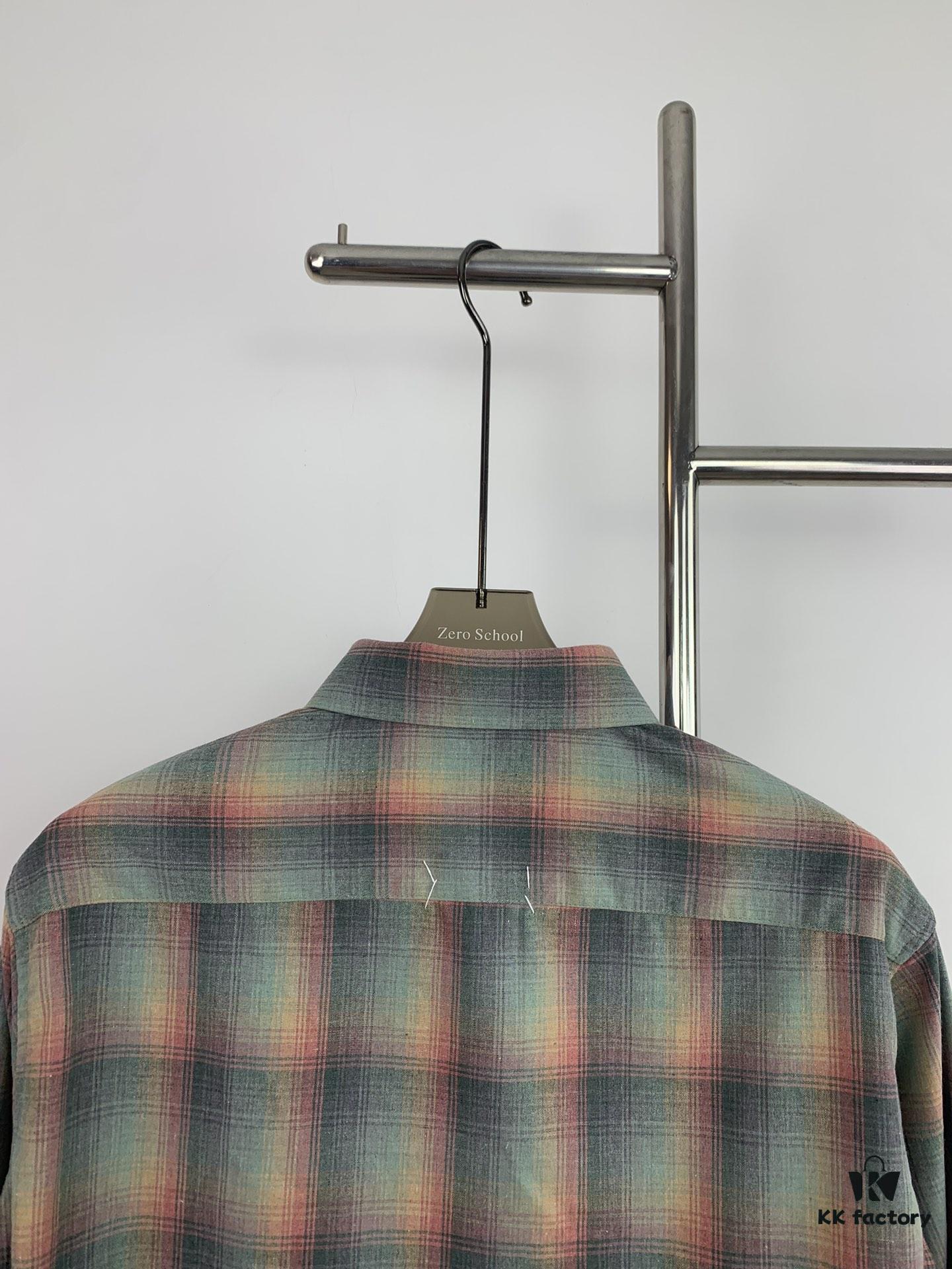 New MM6 Maison Margiela Rainbow Plaid Unisex Casual Shirt 2023FW