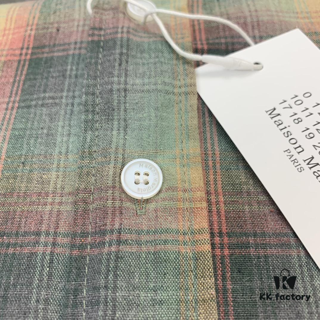 New MM6 Maison Margiela Rainbow Plaid Unisex Casual Shirt 2023FW