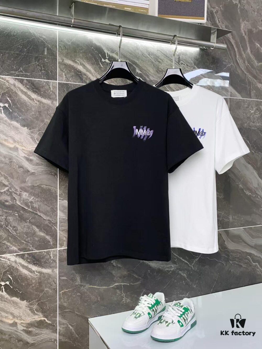 25ss Maison Margiela Hand-Painted Letter Embroidery T-Shirt, Inspired by 80s Retro Style, Premium 310g Dyed Fabric, Short Sleeve Unisex Tee