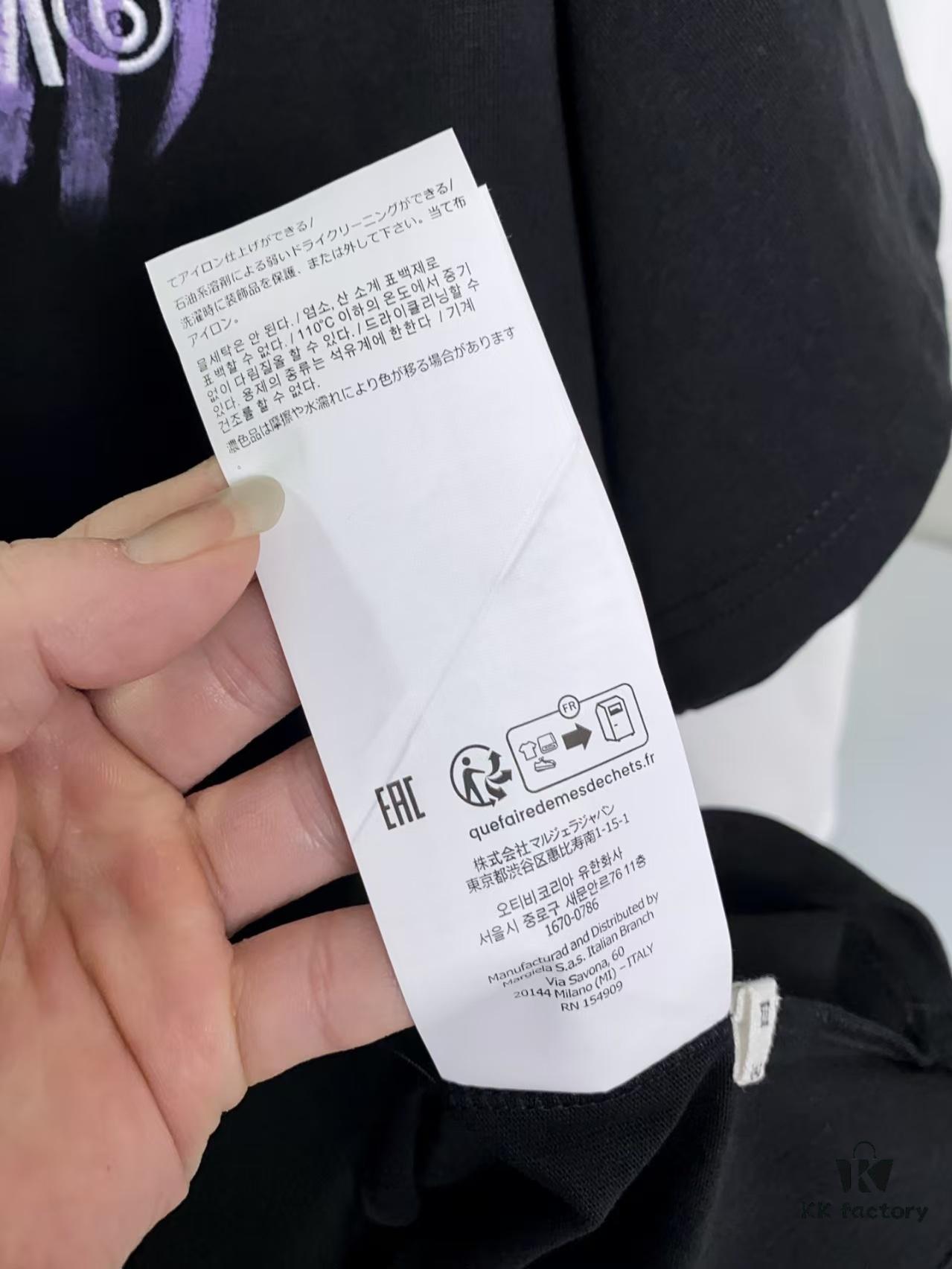 25ss Maison Margiela Hand-Painted Letter Embroidery T-Shirt, Inspired by 80s Retro Style, Premium 310g Dyed Fabric, Short Sleeve Unisex Tee