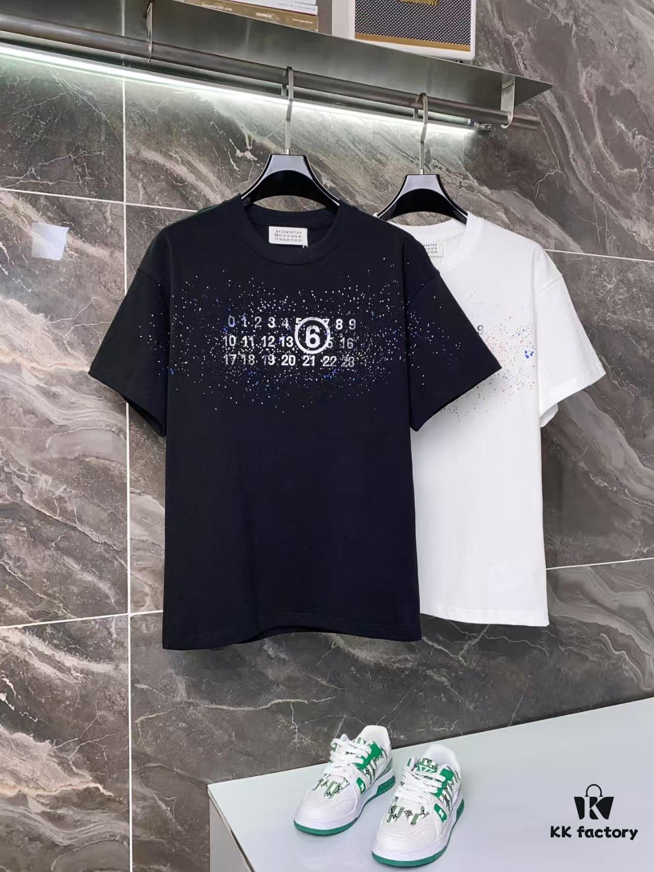 25ss Maison Margiela Hand-painted Logo T-Shirt, Inspired by 80s Retro Aesthetic, Premium 310g Dyed Fabric, Short Sleeve Unisex Tee