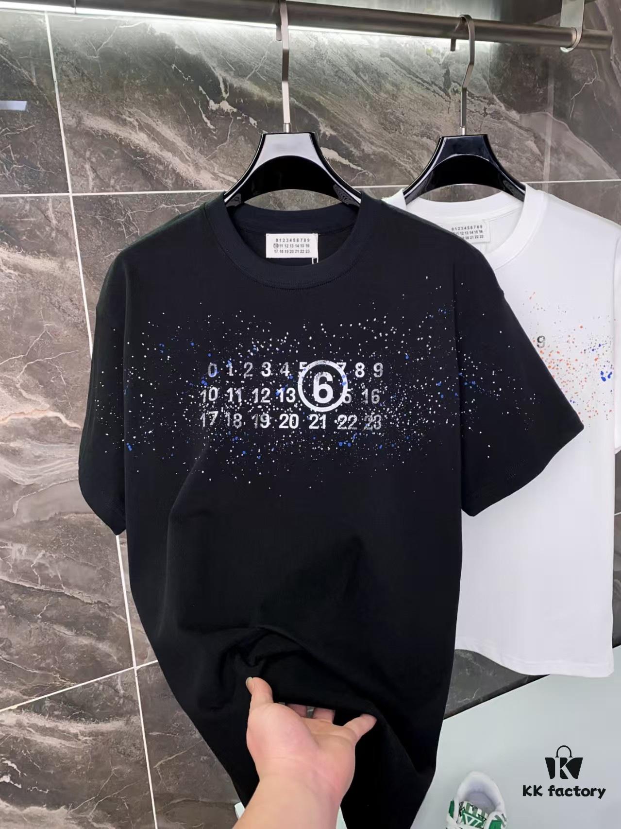 25ss Maison Margiela Hand-painted Logo T-Shirt, Inspired by 80s Retro Aesthetic, Premium 310g Dyed Fabric, Short Sleeve Unisex Tee