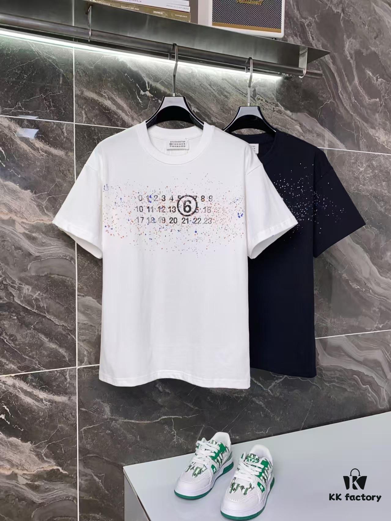 25ss Maison Margiela Hand-painted Logo T-Shirt, Inspired by 80s Retro Aesthetic, Premium 310g Dyed Fabric, Short Sleeve Unisex Tee