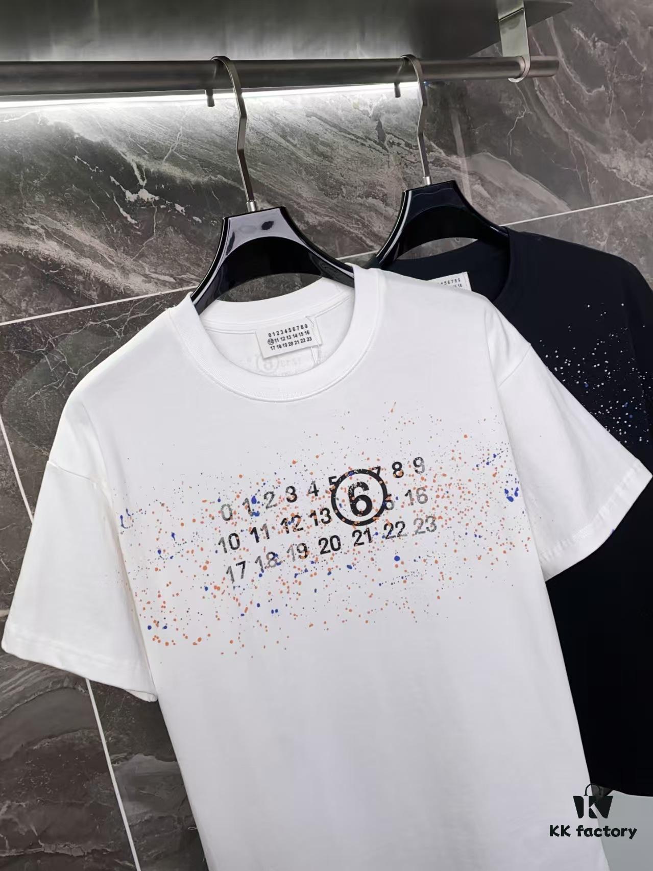 25ss Maison Margiela Hand-painted Logo T-Shirt, Inspired by 80s Retro Aesthetic, Premium 310g Dyed Fabric, Short Sleeve Unisex Tee