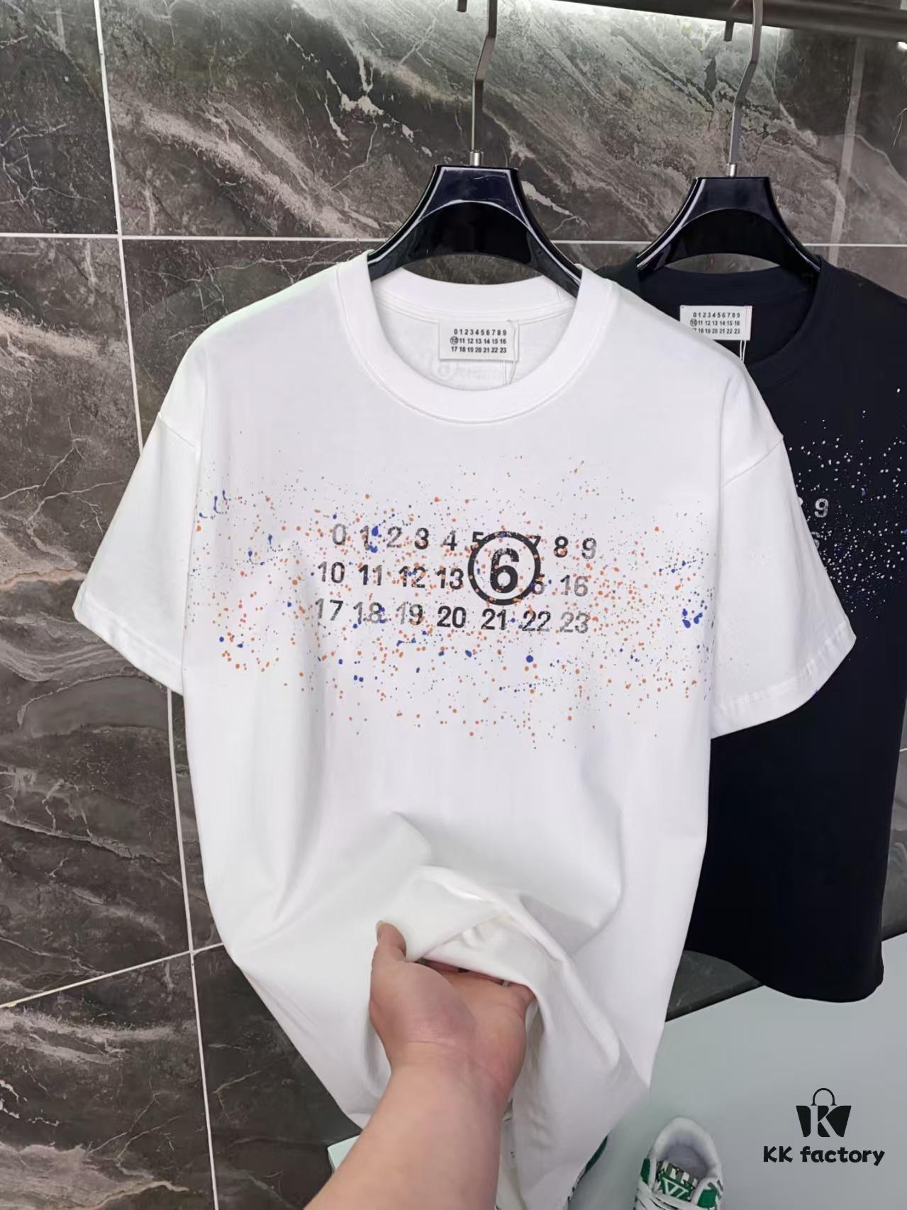 25ss Maison Margiela Hand-painted Logo T-Shirt, Inspired by 80s Retro Aesthetic, Premium 310g Dyed Fabric, Short Sleeve Unisex Tee
