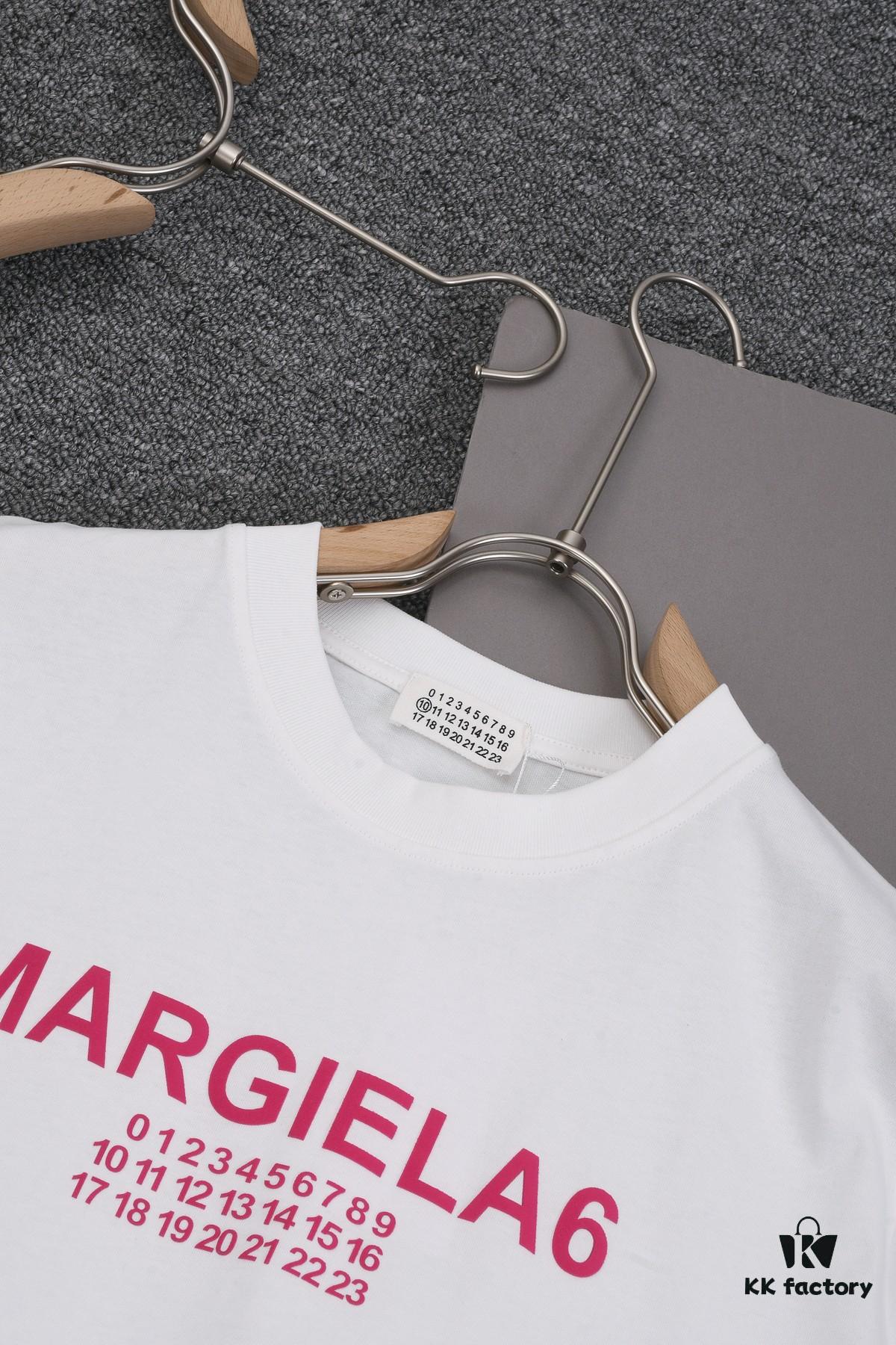 New Arrival 25S Maison Margiela Classic Flocked Letter T-Shirt, Garment-Washed Cotton Fabric, Unisex Loose Fit