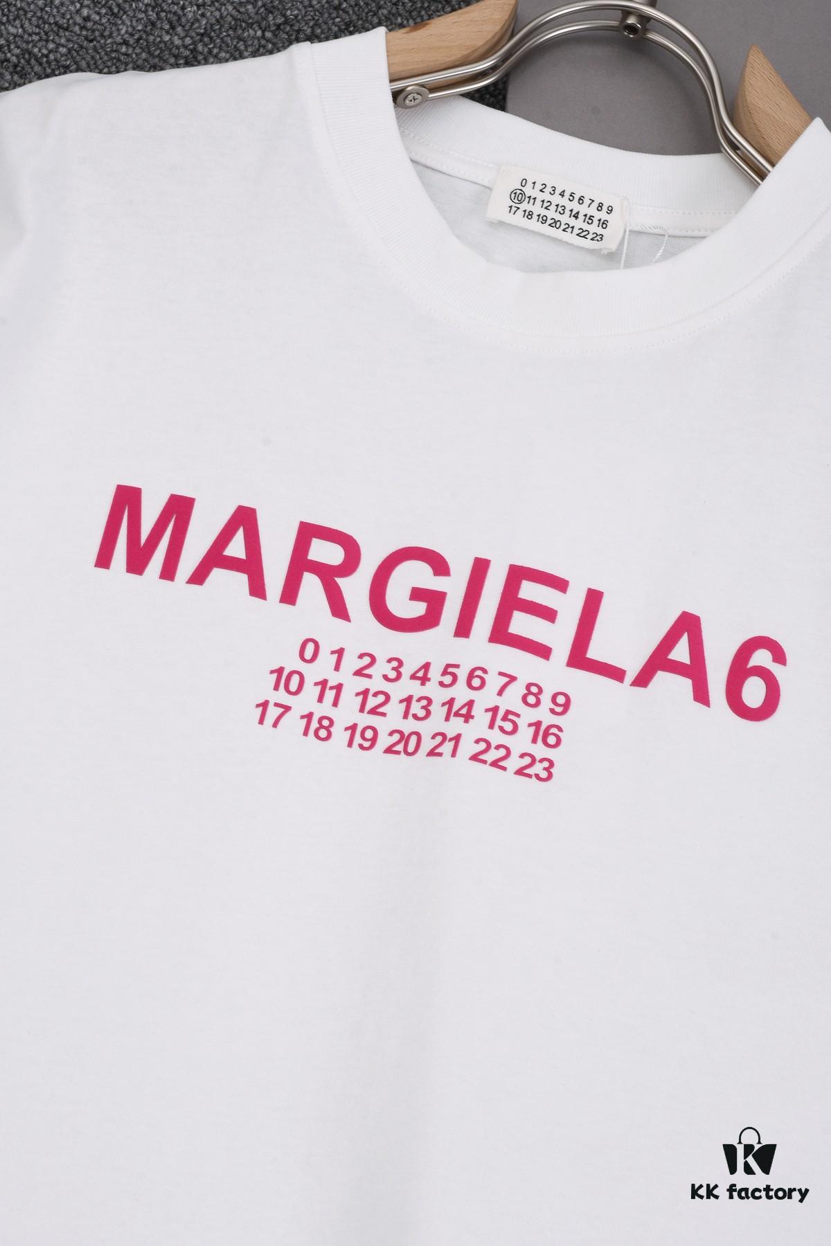New Arrival 25S Maison Margiela Classic Flocked Letter T-Shirt, Garment-Washed Cotton Fabric, Unisex Loose Fit
