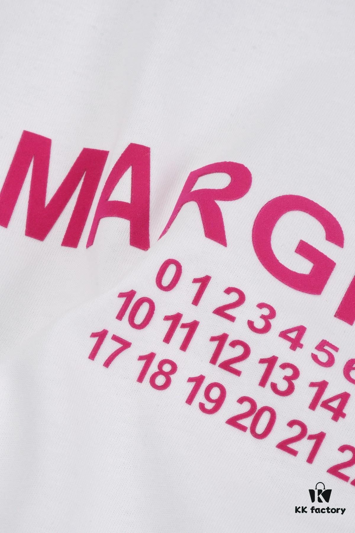 New Arrival 25S Maison Margiela Classic Flocked Letter T-Shirt, Garment-Washed Cotton Fabric, Unisex Loose Fit