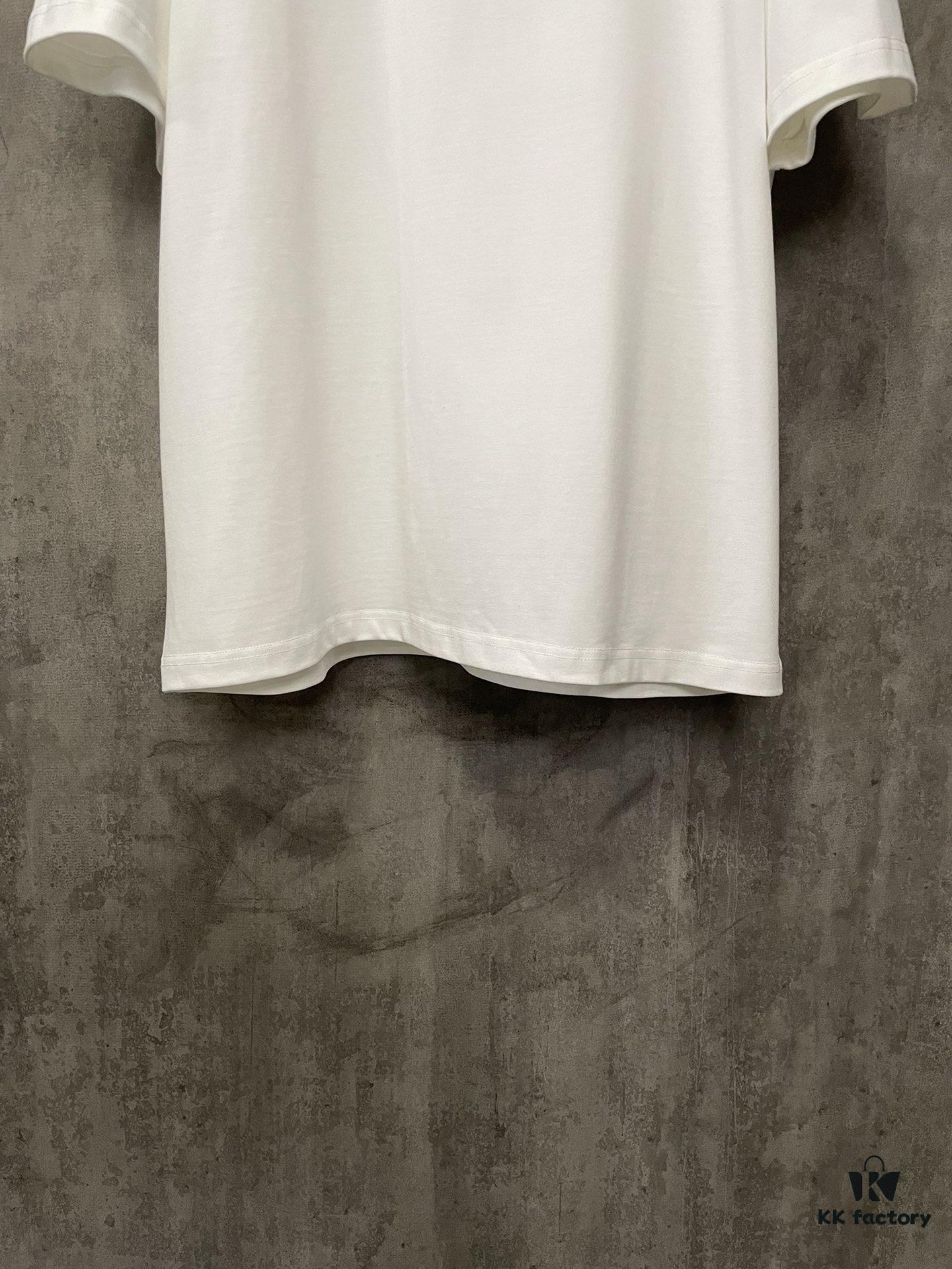 Heavyweight 380g Short Sleeve T-Shirt for Autumn and Winter, Martin Mariela MM6 24SS Eight-Language Letter Puff Print