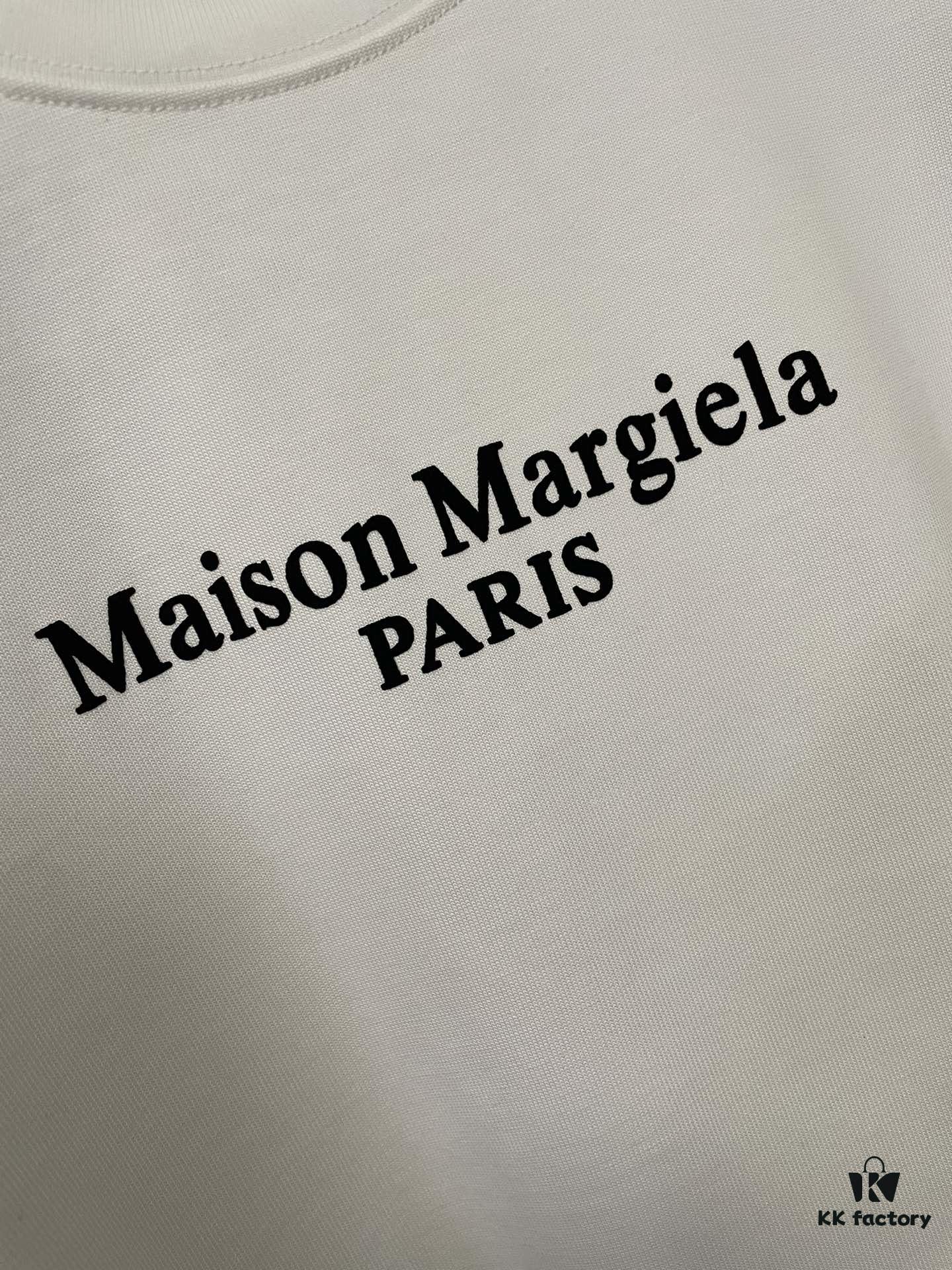 Heavyweight 380g Short Sleeve T-Shirt for Autumn and Winter, Martin Mariela MM6 24SS Eight-Language Letter Puff Print