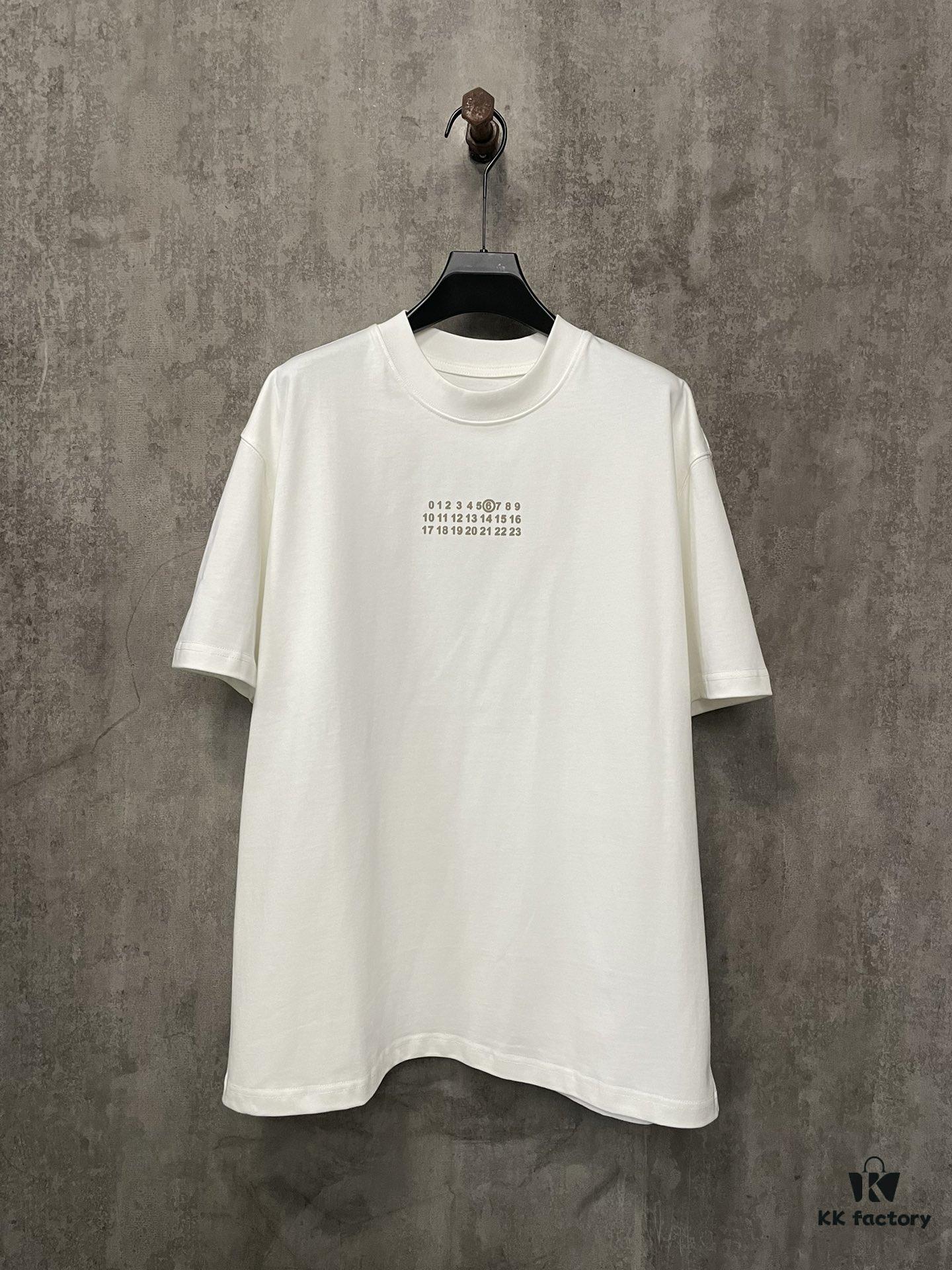 MM6 Maison Margiela 24SS Classic Number Logo Puff Print Heavyweight Short Sleeve T-Shirt, 380g Cotton Tee for Autumn and Winter