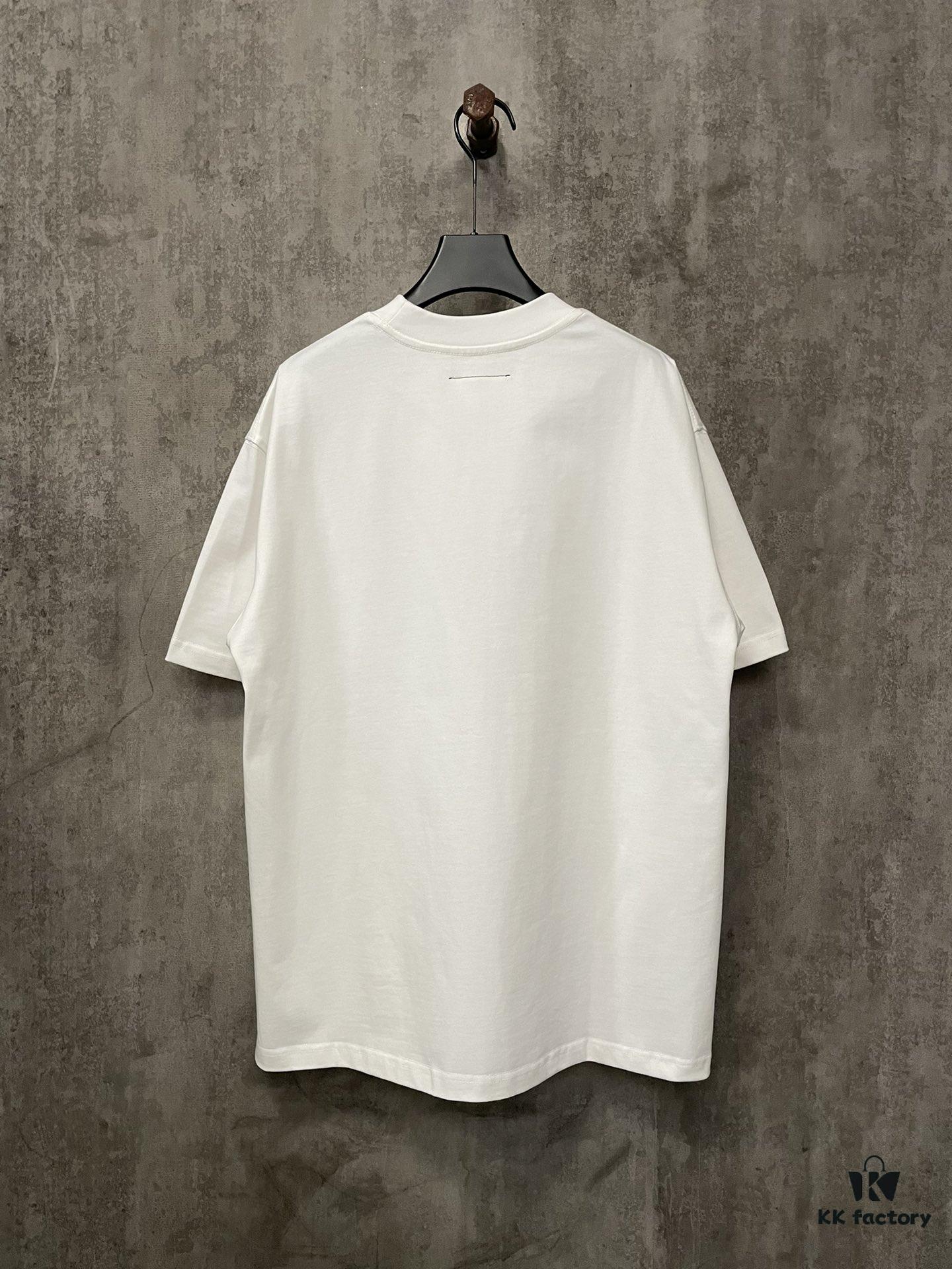 MM6 Maison Margiela 24SS Classic Number Logo Puff Print Heavyweight Short Sleeve T-Shirt, 380g Cotton Tee for Autumn and Winter