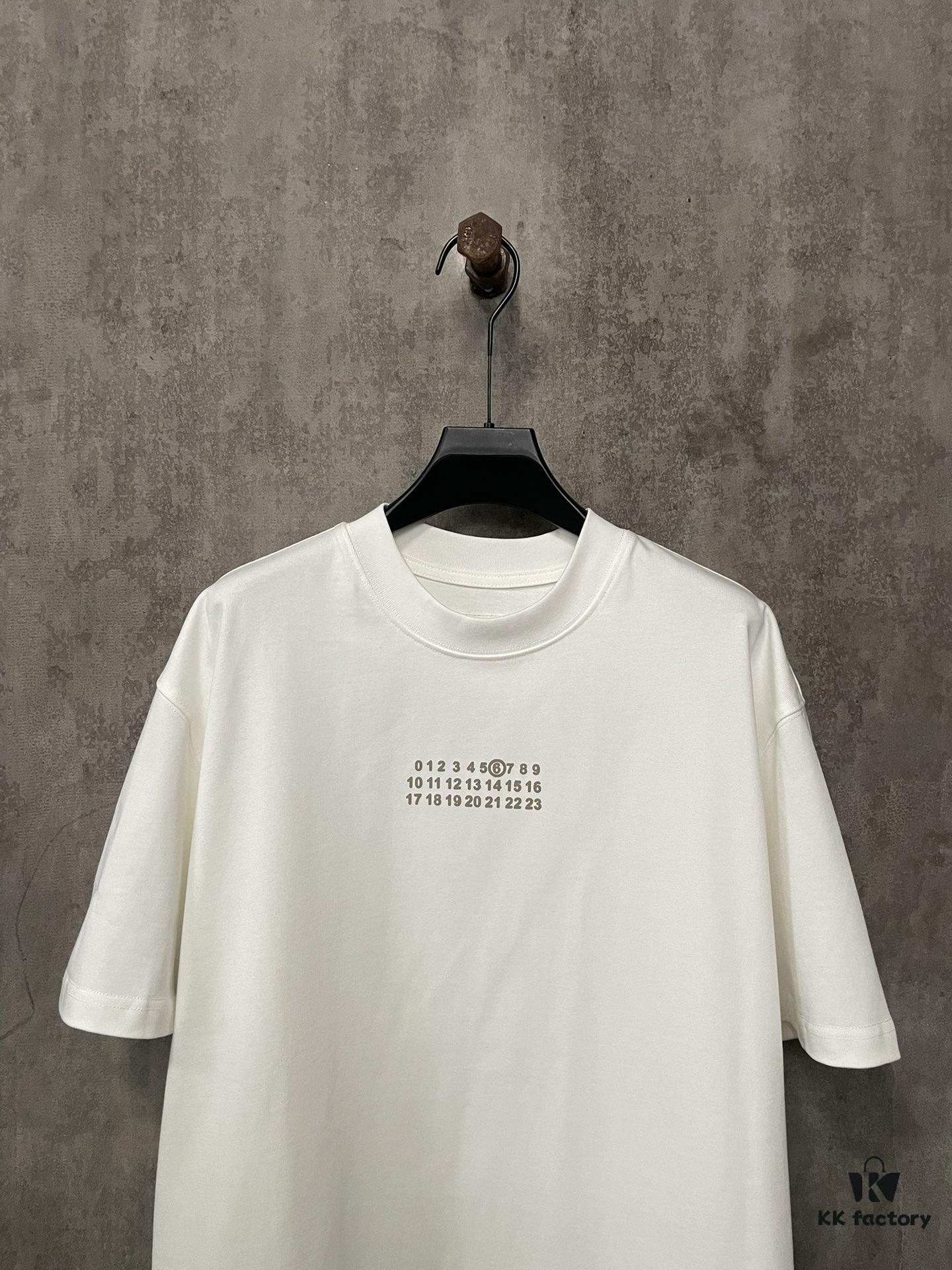 MM6 Maison Margiela 24SS Classic Number Logo Puff Print Heavyweight Short Sleeve T-Shirt, 380g Cotton Tee for Autumn and Winter
