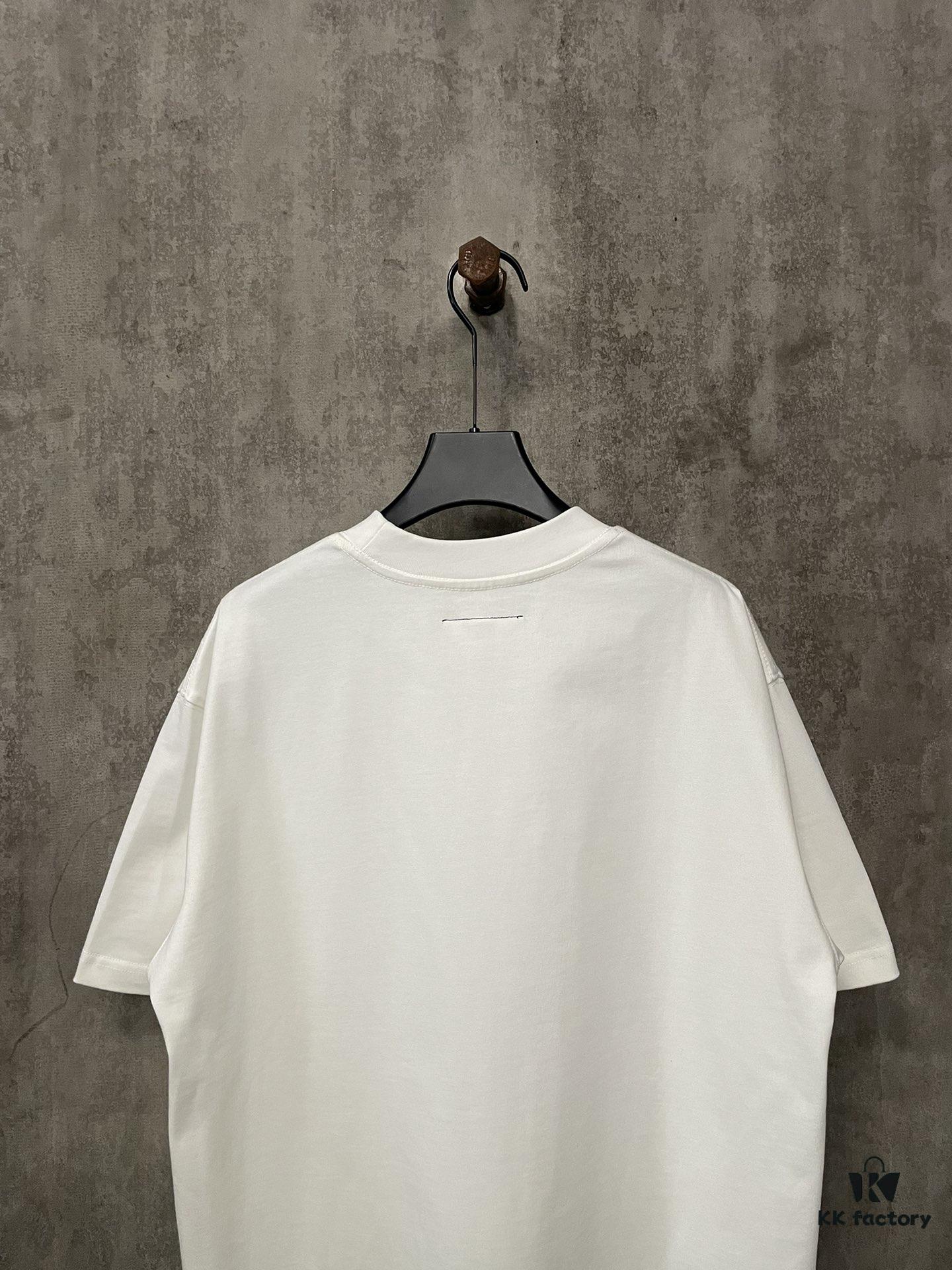 MM6 Maison Margiela 24SS Classic Number Logo Puff Print Heavyweight Short Sleeve T-Shirt, 380g Cotton Tee for Autumn and Winter