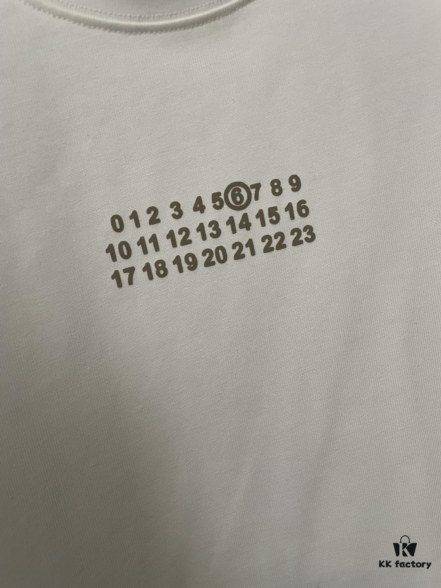 MM6 Maison Margiela 24SS Classic Number Logo Puff Print Heavyweight Short Sleeve T-Shirt, 380g Cotton Tee for Autumn and Winter