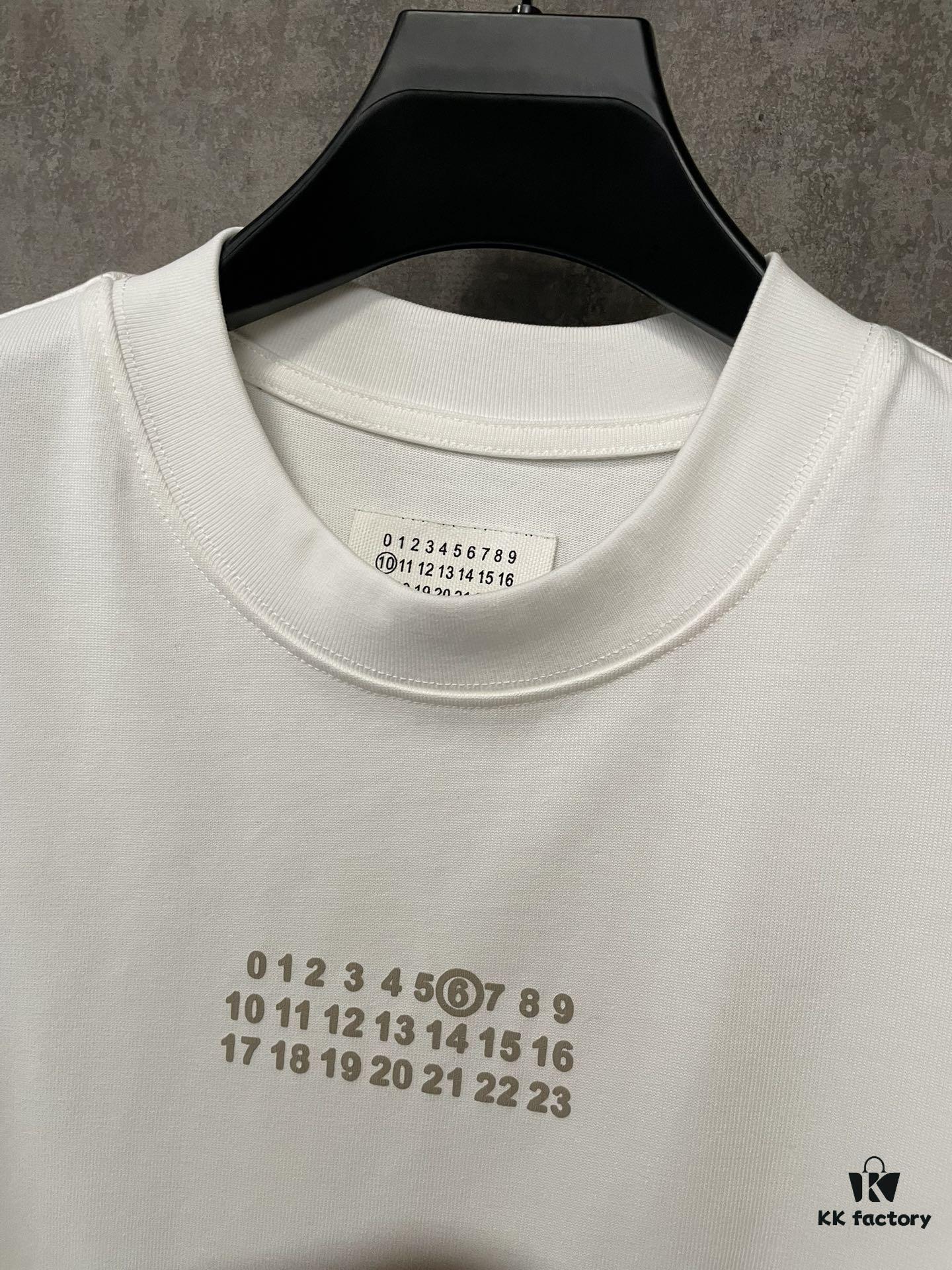 MM6 Maison Margiela 24SS Classic Number Logo Puff Print Heavyweight Short Sleeve T-Shirt, 380g Cotton Tee for Autumn and Winter