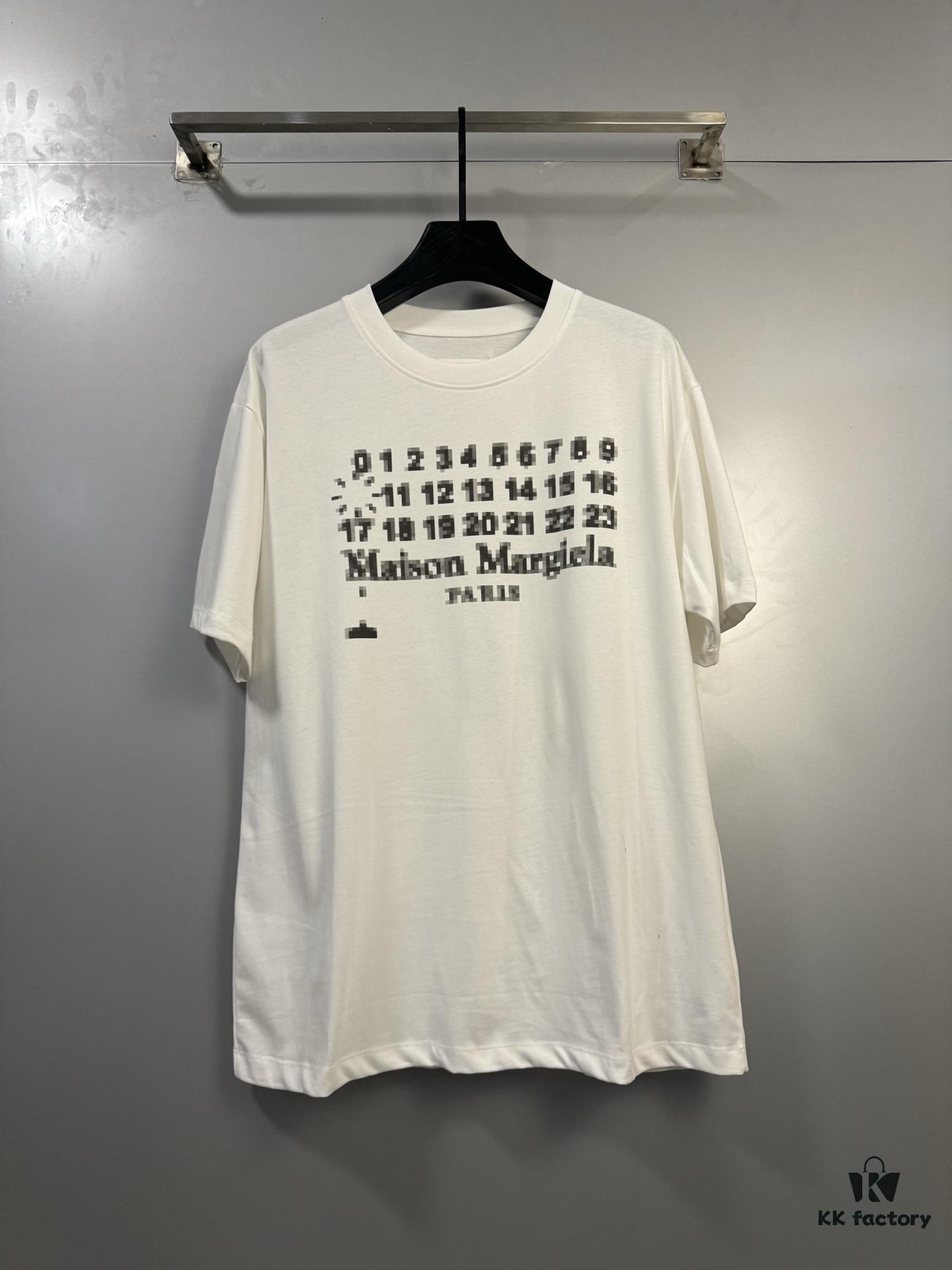 High-End Version Maison Margiela 2024 Digital Direct Printing Mosaic Number Calendar Short Sleeve T-Shirt