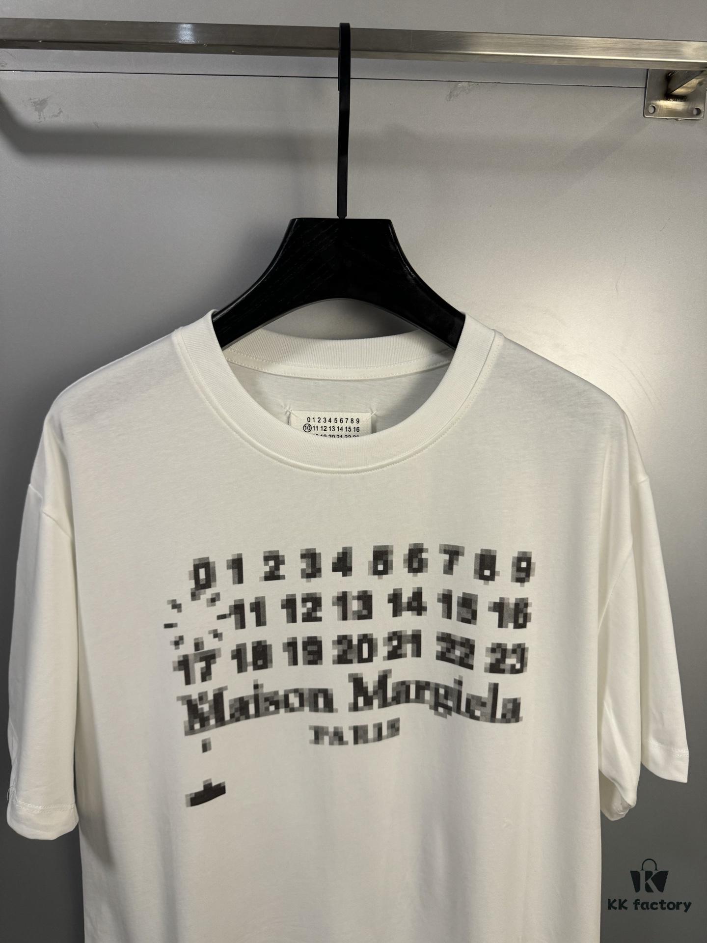 High-End Version Maison Margiela 2024 Digital Direct Printing Mosaic Number Calendar Short Sleeve T-Shirt