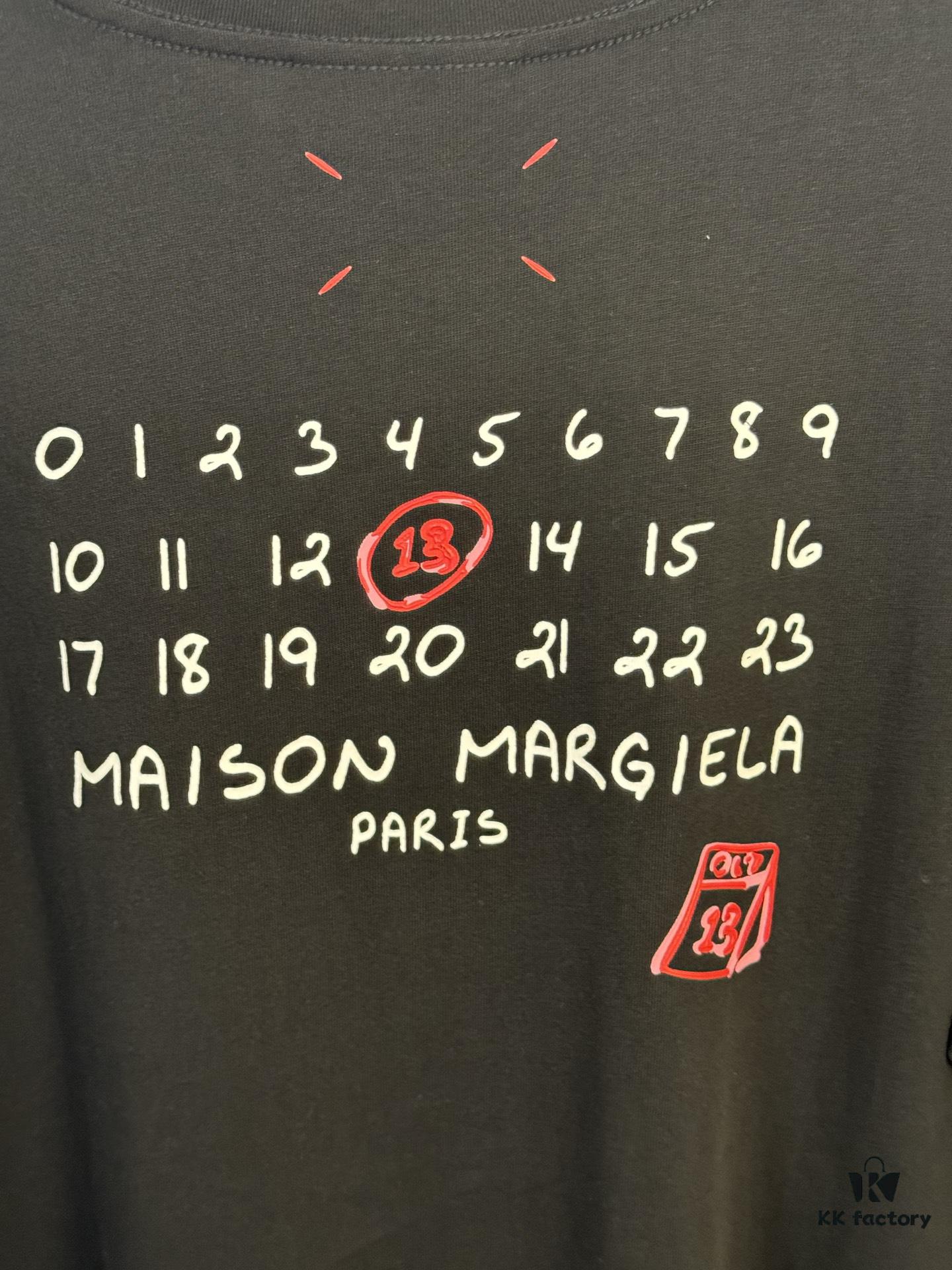 High-End Maison Margiela MM6 2024 Slurry Print Calendar 13 Short Sleeve T-Shirt