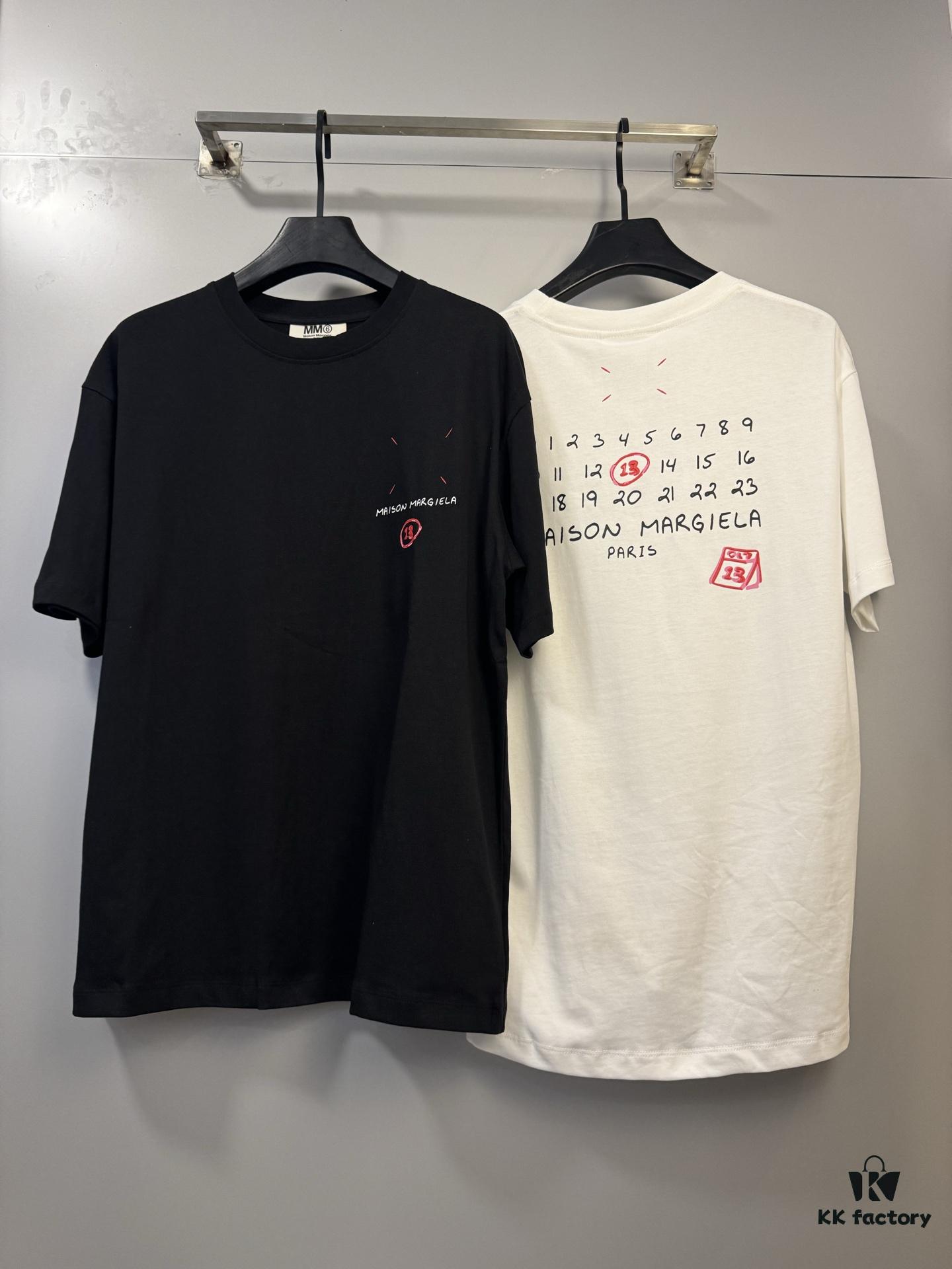 High-End Version Maison Margiela MM6 2024 Slurry Print Calendar 13 Short Sleeve T-Shirt