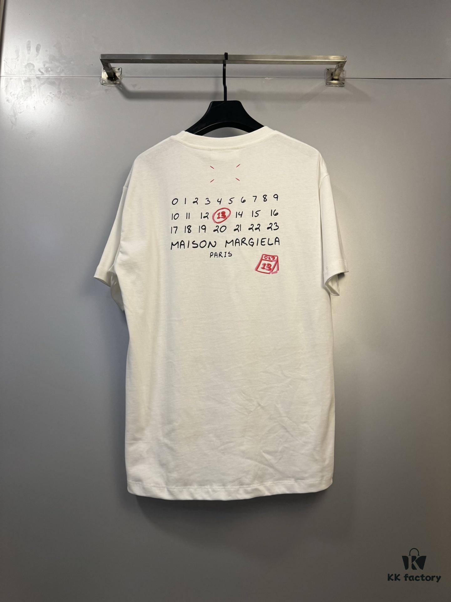 High-End Version Maison Margiela MM6 2024 Slurry Print Calendar 13 Short Sleeve T-Shirt