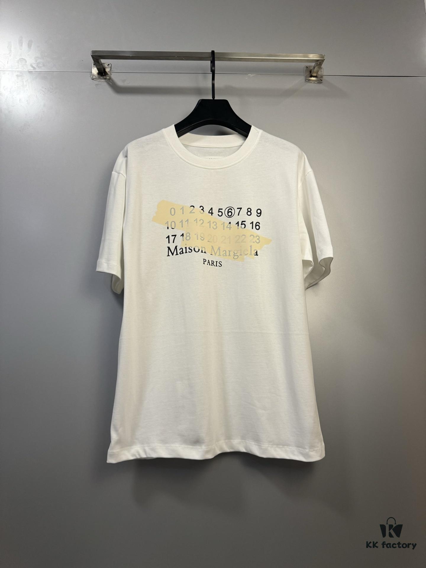 High-Version Maison Margiela Irregular Tape Number Calendar Short-Sleeve T-Shirt 2024