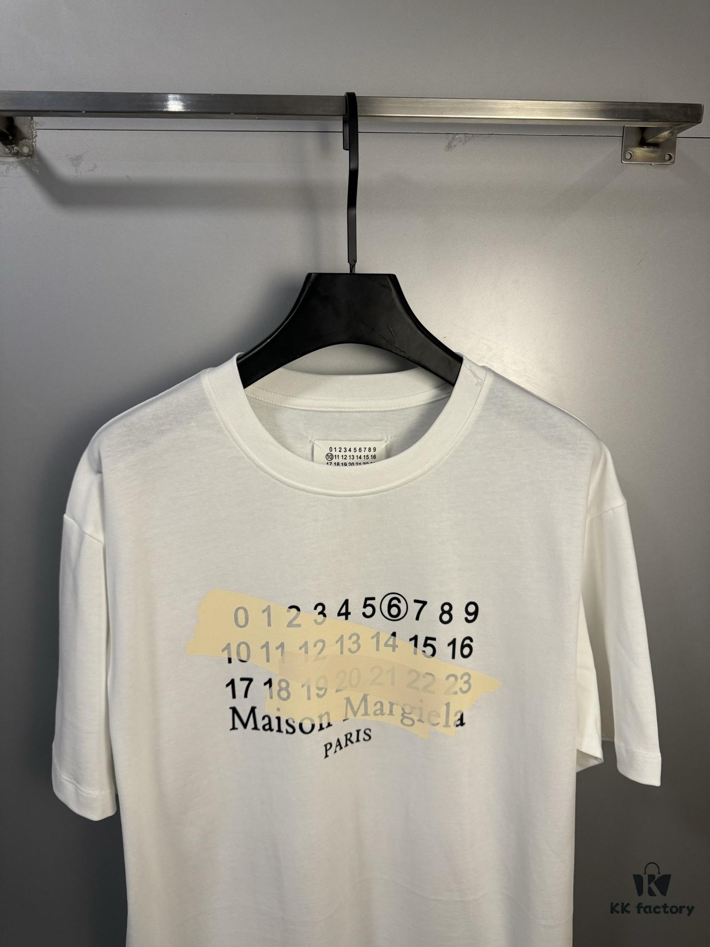 High-Version Maison Margiela Irregular Tape Number Calendar Short-Sleeve T-Shirt 2024