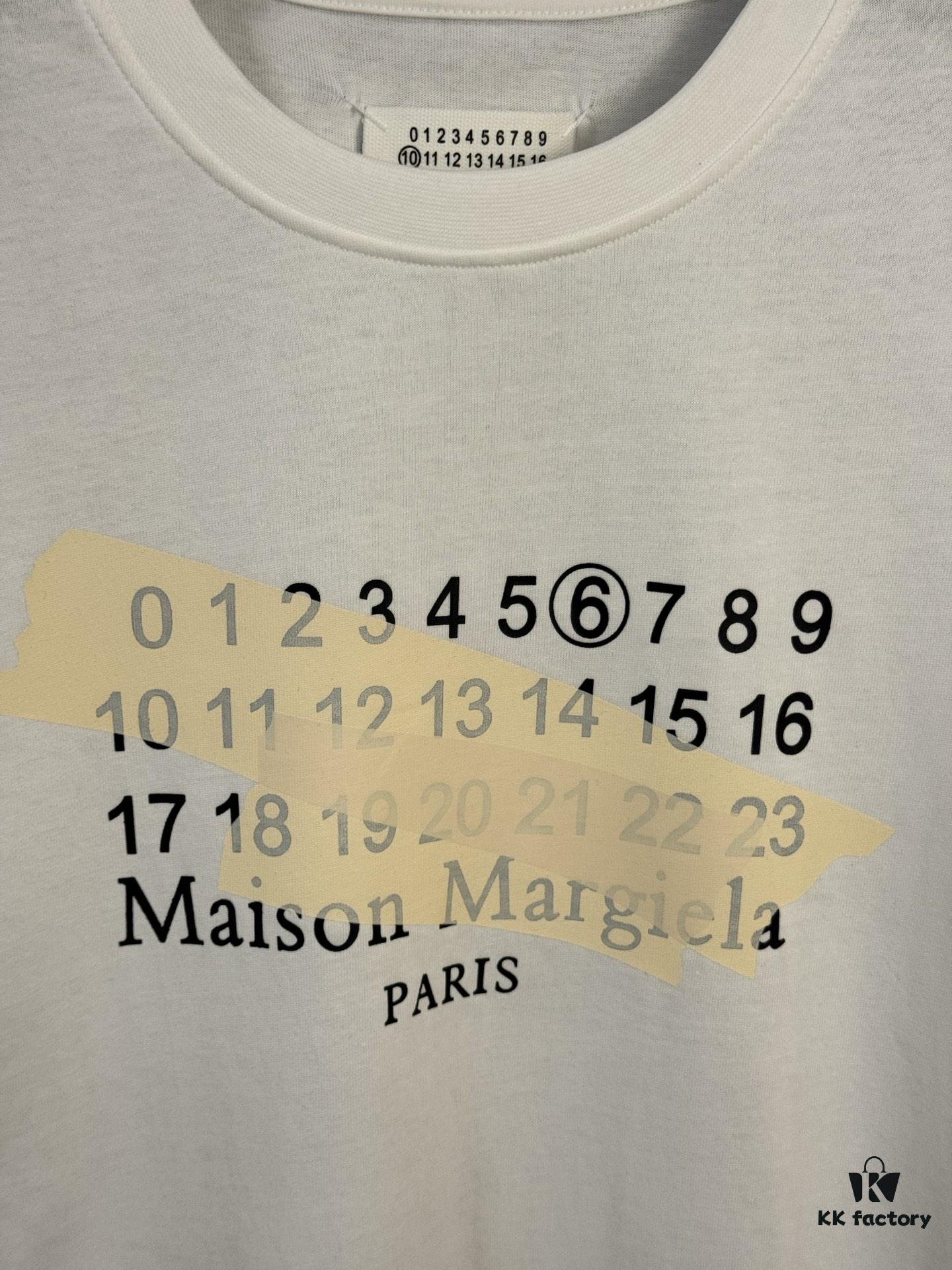High-Version Maison Margiela Irregular Tape Number Calendar Short-Sleeve T-Shirt 2024