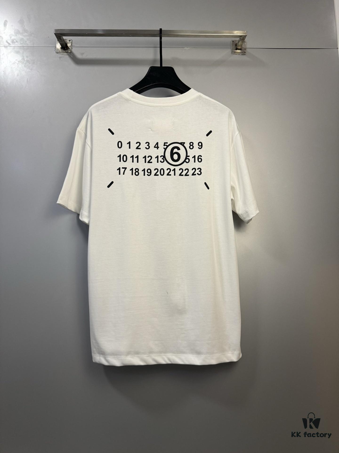 High-End Maison Margiela 2024 Four-Corner Numeric Print Short-Sleeve T-Shirt