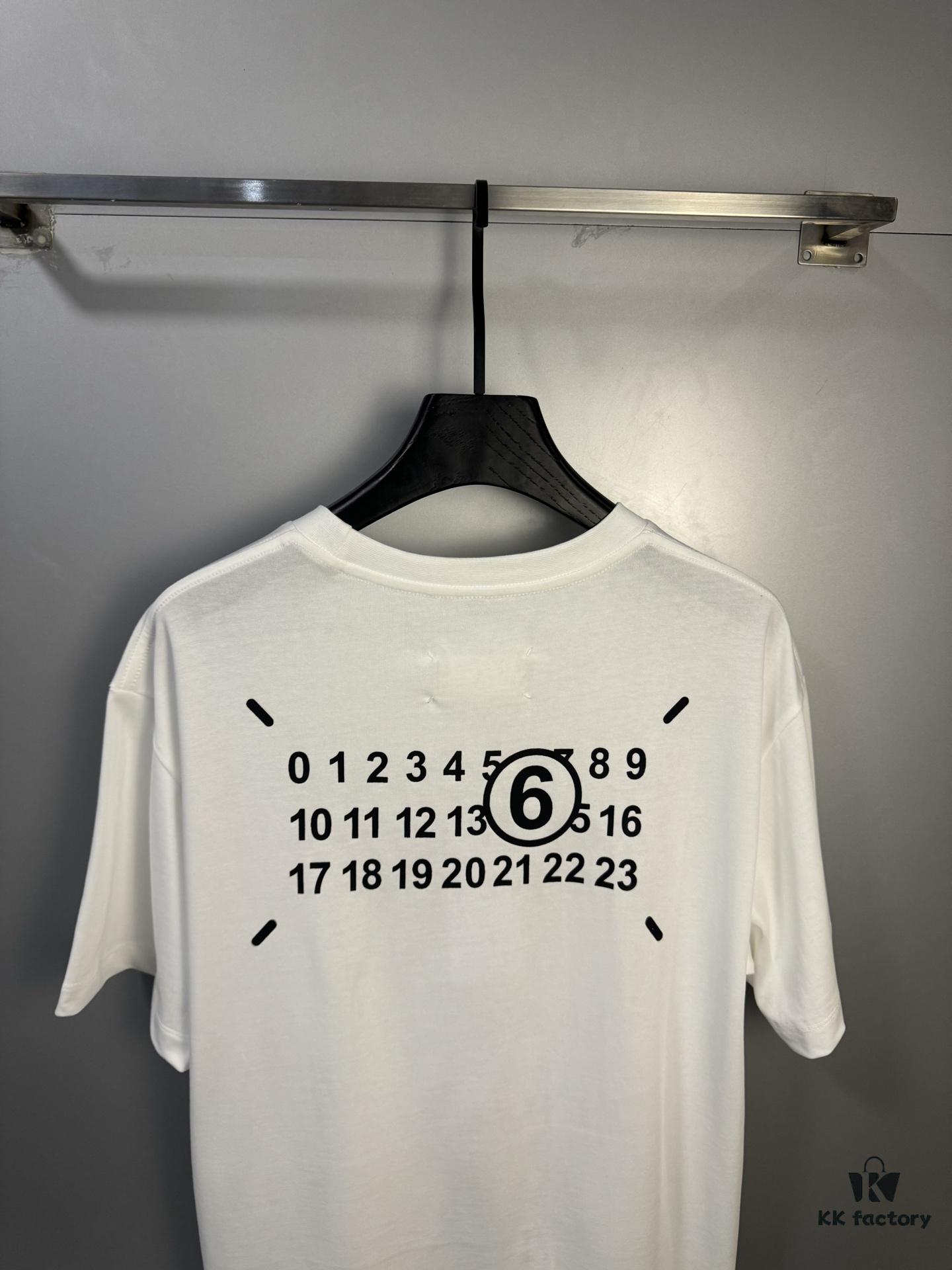 High-End Maison Margiela 2024 Four-Corner Numeric Print Short-Sleeve T-Shirt