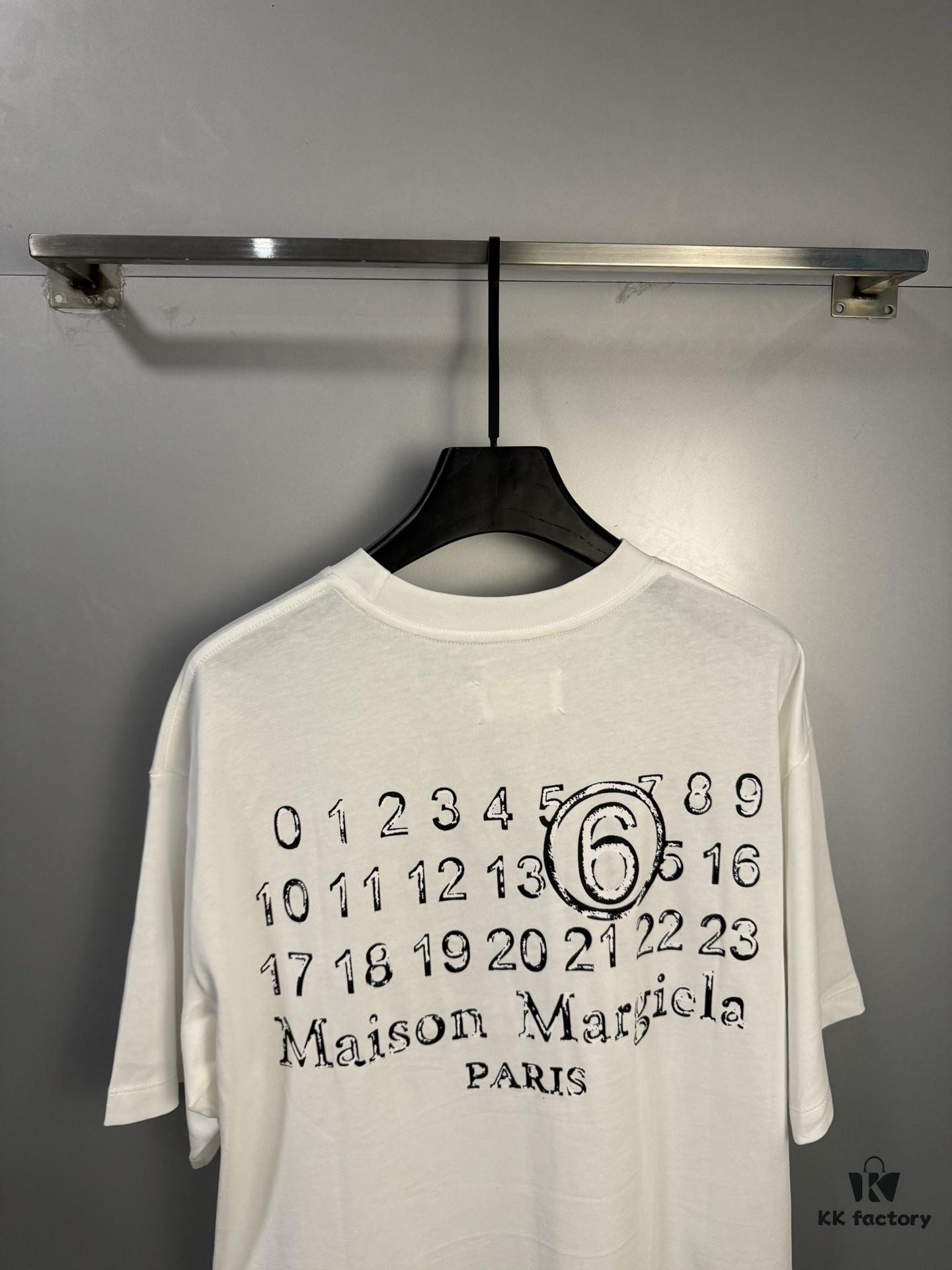 High-End Maison Margiela Embroidered Chest and Calendar Loop 6 Short Sleeve T-Shirt