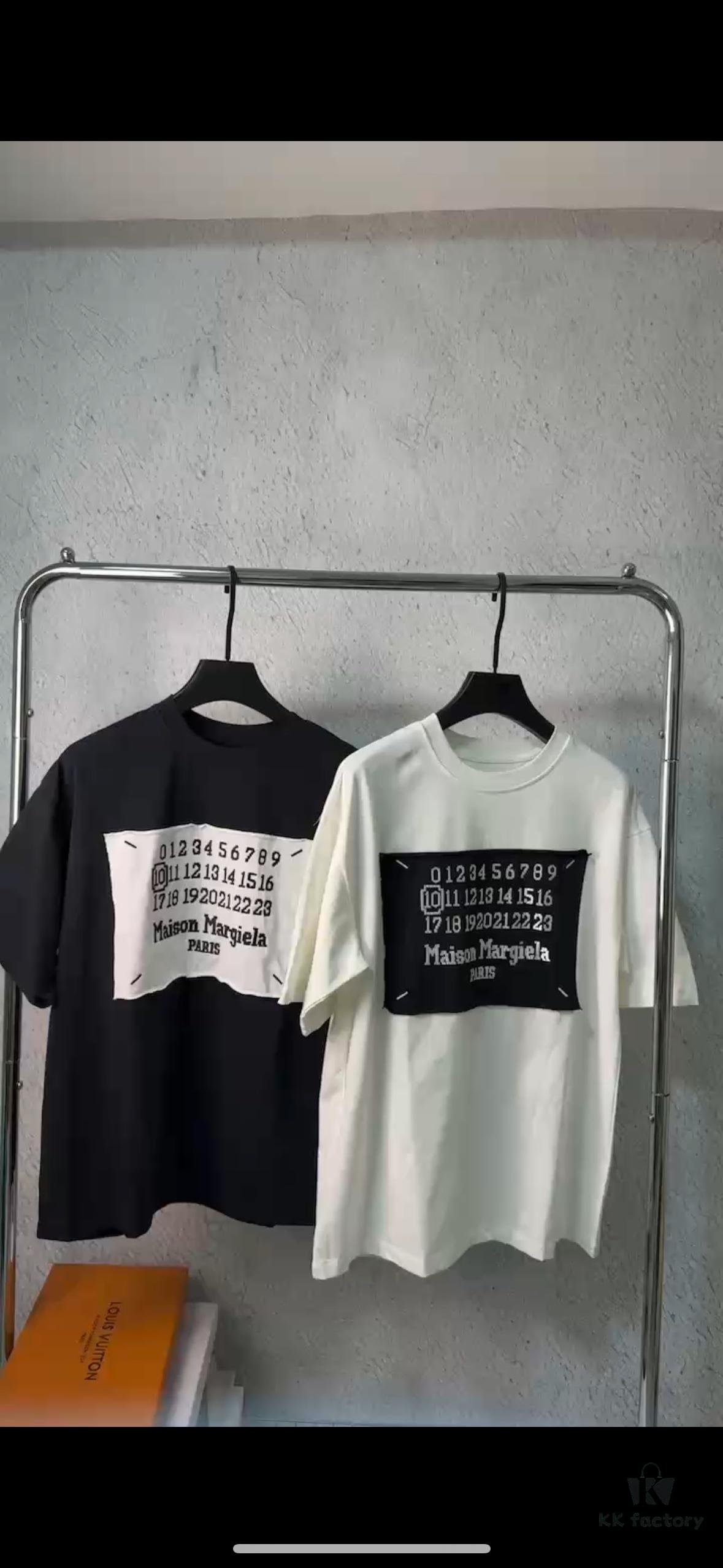 High-End Maison Margiela 2024 Embroidered Number Patch Calendar Short Sleeve T-Shirt