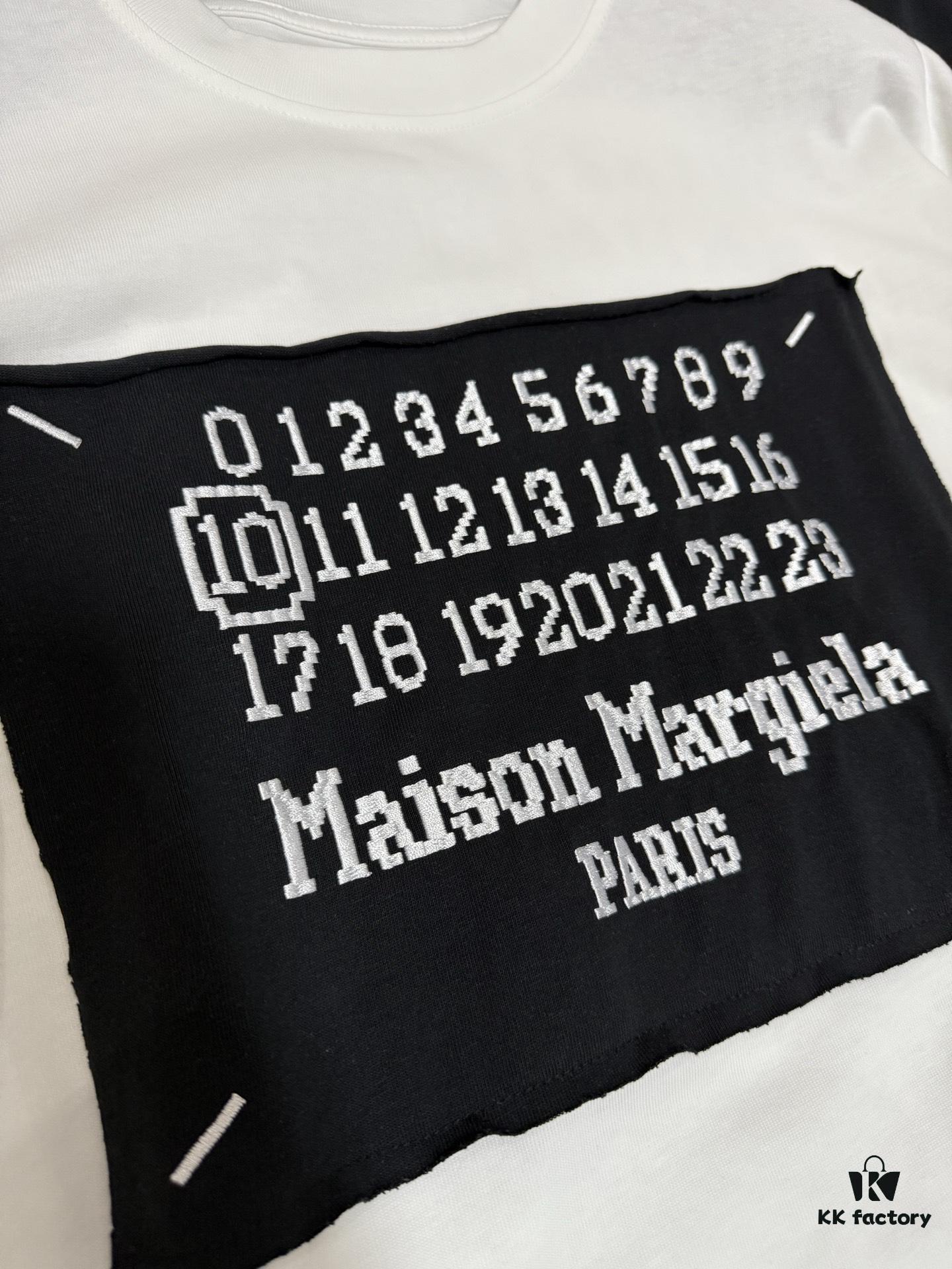 High-End Version Maison Margiela 2024 Appliquéd Number Calendar Embroidered Short Sleeve T-Shirt