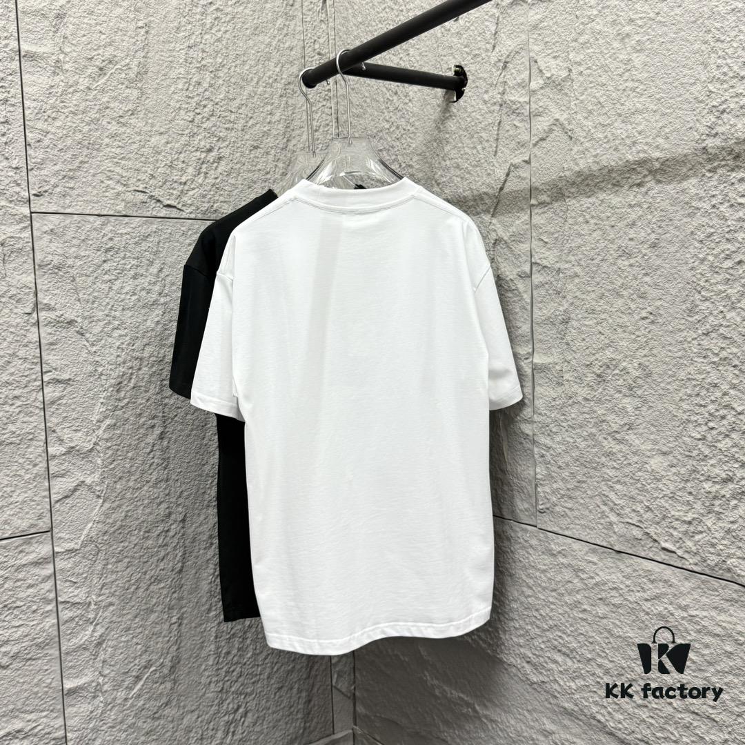 MM6 Maison Margiela 2025 Spring/Summer New Arrival Classic Four-Bar Embroidery Short-Sleeve T-Shirt, Custom Dual-Yarn Plain Weave 300g Pure Cotton Fabric, Unisex Design