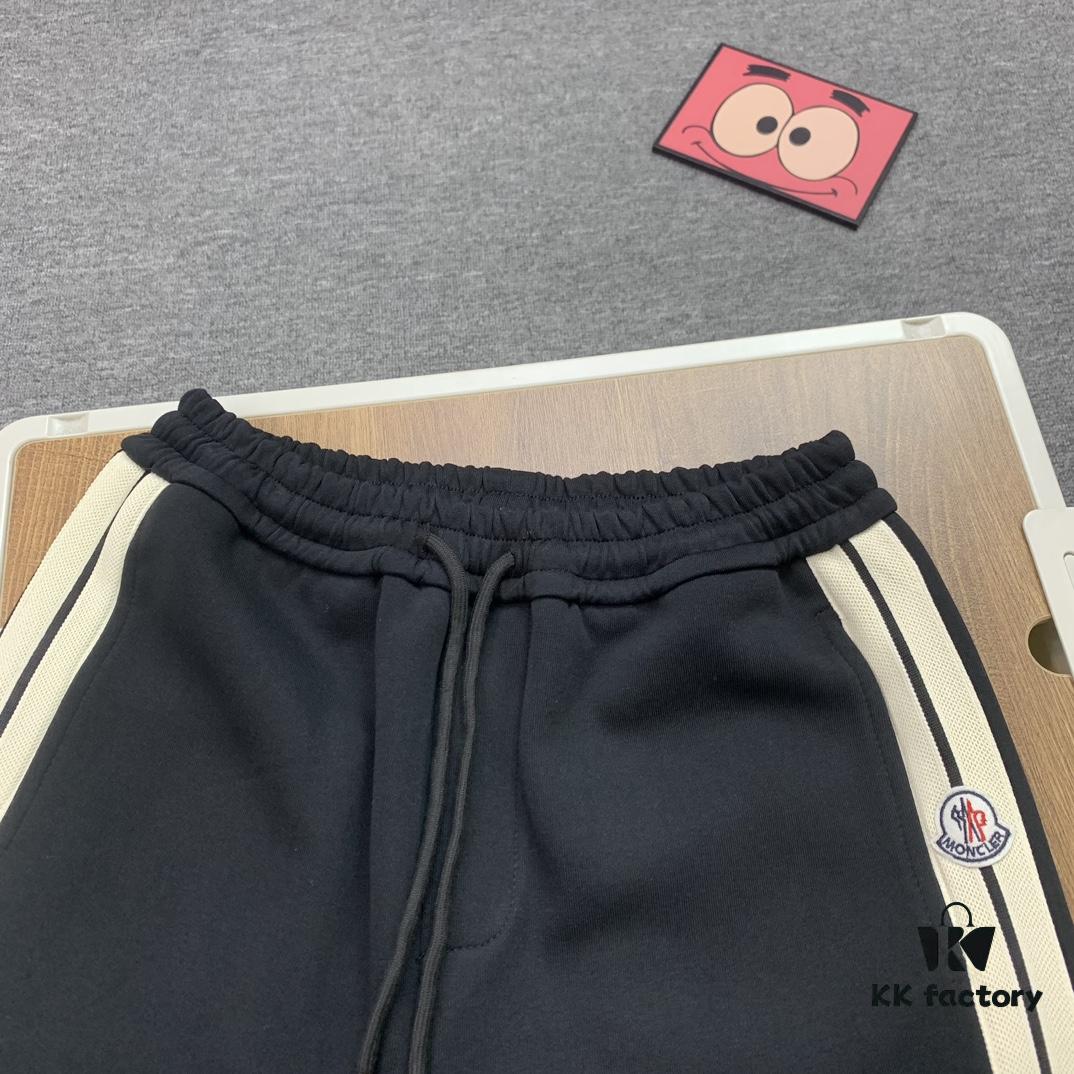 New Arrival Moncler Logo-Strip Offset Drawstring Straight Leg Pants, Heavyweight 450g Double-Yarn Composite Fabric Sweatpants