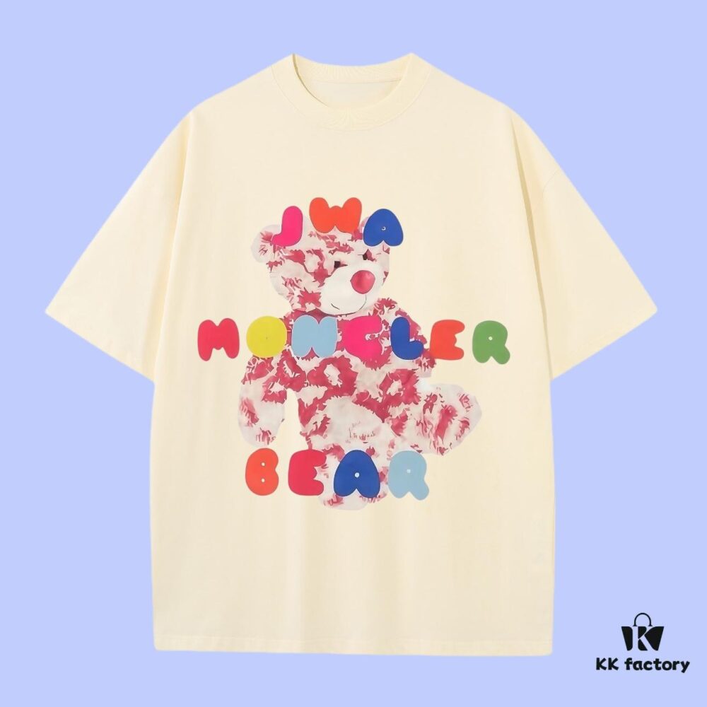 High-End Quality Moncler 2025 Fall Spring/Summer Collection Bear Short-Sleeve T-Shirt, Premium 270G 32-Count Double-Yarn Pure Cotton Fabric, Distinct from Regular Prints, Loose Fit Unisex Design