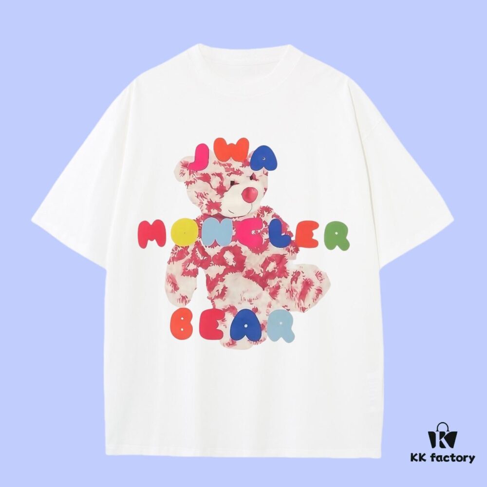 High-End Quality Moncler 2025 Fall Spring/Summer Collection Bear Short Sleeve T-Shirt, Premium 270G 32-Count Double-Yarn Pure Cotton Fabric, Distinct from Regular Prints, Loose Fit Unisex Design