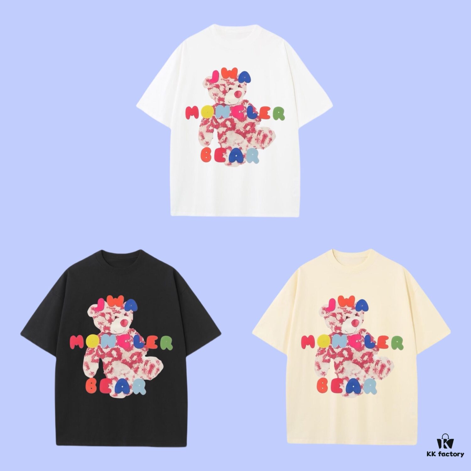 High-End Quality Moncler 2025 Fall Spring/Summer Collection Bear Short Sleeve T-Shirt, Premium 270G 32-Count Double-Yarn Pure Cotton Fabric, Distinct from Regular Prints, Loose Fit Unisex Design