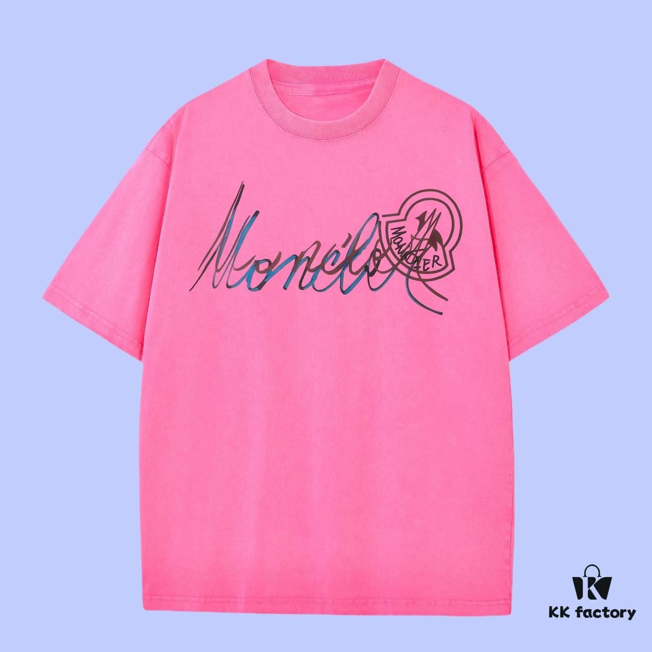 High-End Quality Moncler 2025 Fall Spring/Summer Collection Typography Logo Short-Sleeve T-Shirt, Premium 270G 32-Count Double-Yarn Pure Cotton Fabric, Relaxed Fit Unisex Design