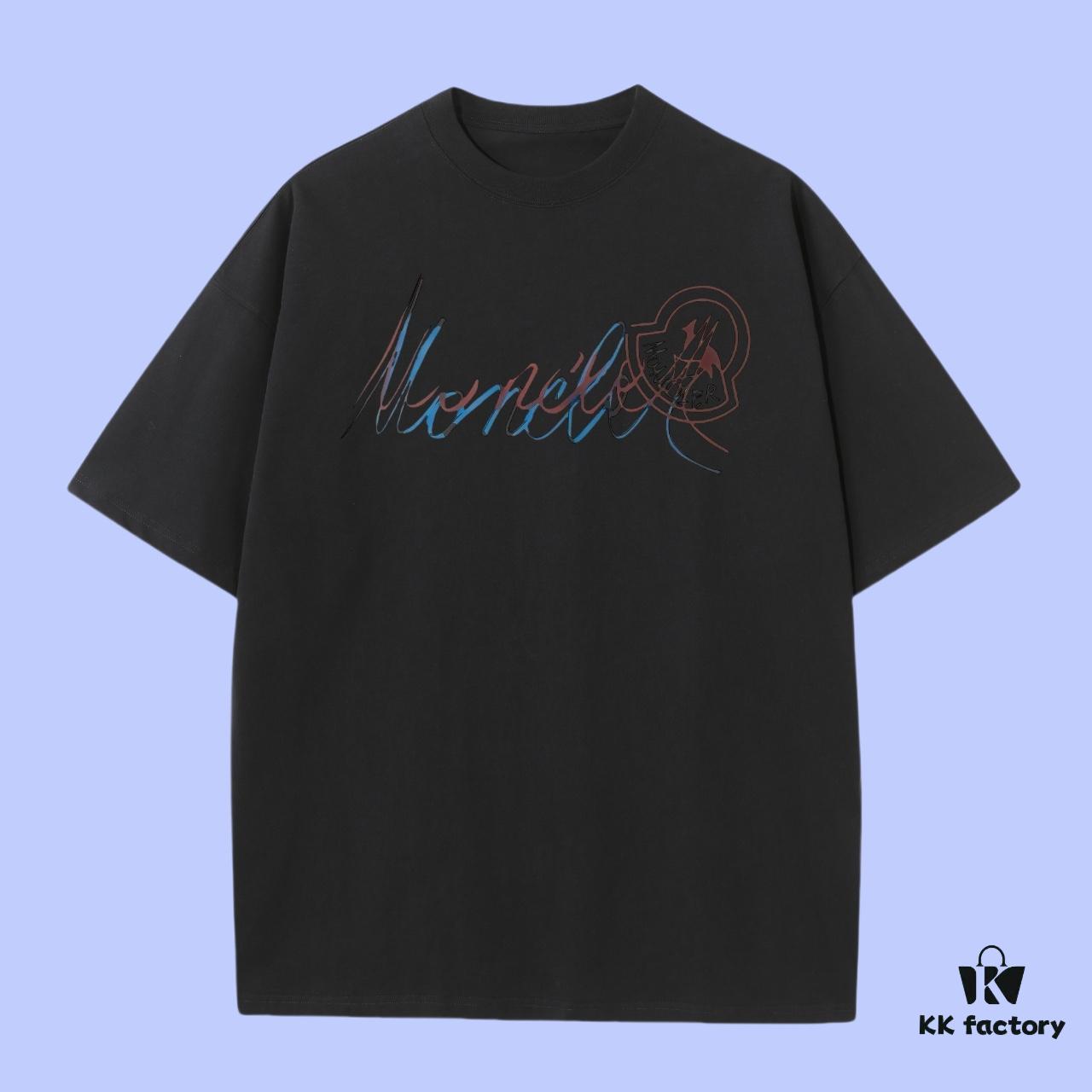 High-End Quality Moncler 2025 Fall Spring/Summer Collection Typography Logo Short-Sleeve T-Shirt, Premium 270G 32-Count Double-Yarn Pure Cotton Fabric, Relaxed Unisex Fit