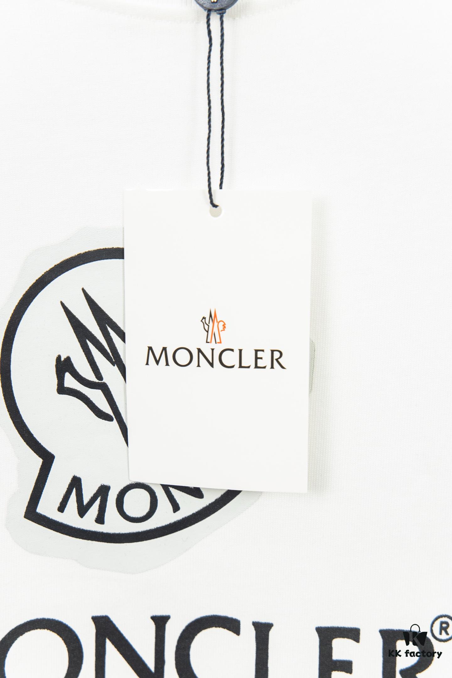 Moncler Y126 Minimalist Logo Print Short Sleeve T-Shirt in 270g Double-Brushed Pure Cotton