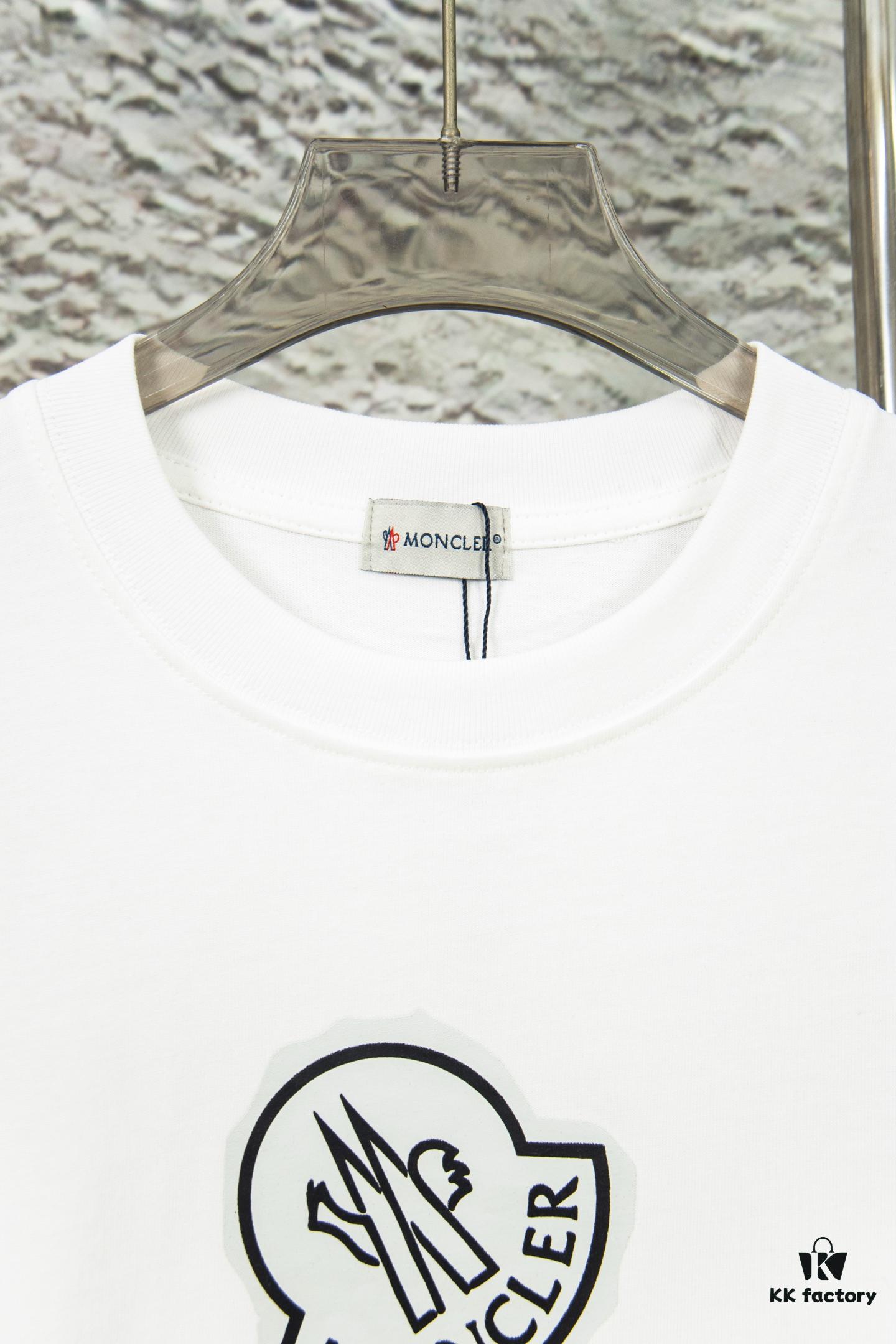 Moncler Y126 Minimalist Logo Print Short Sleeve T-Shirt in 270g Double-Brushed Pure Cotton
