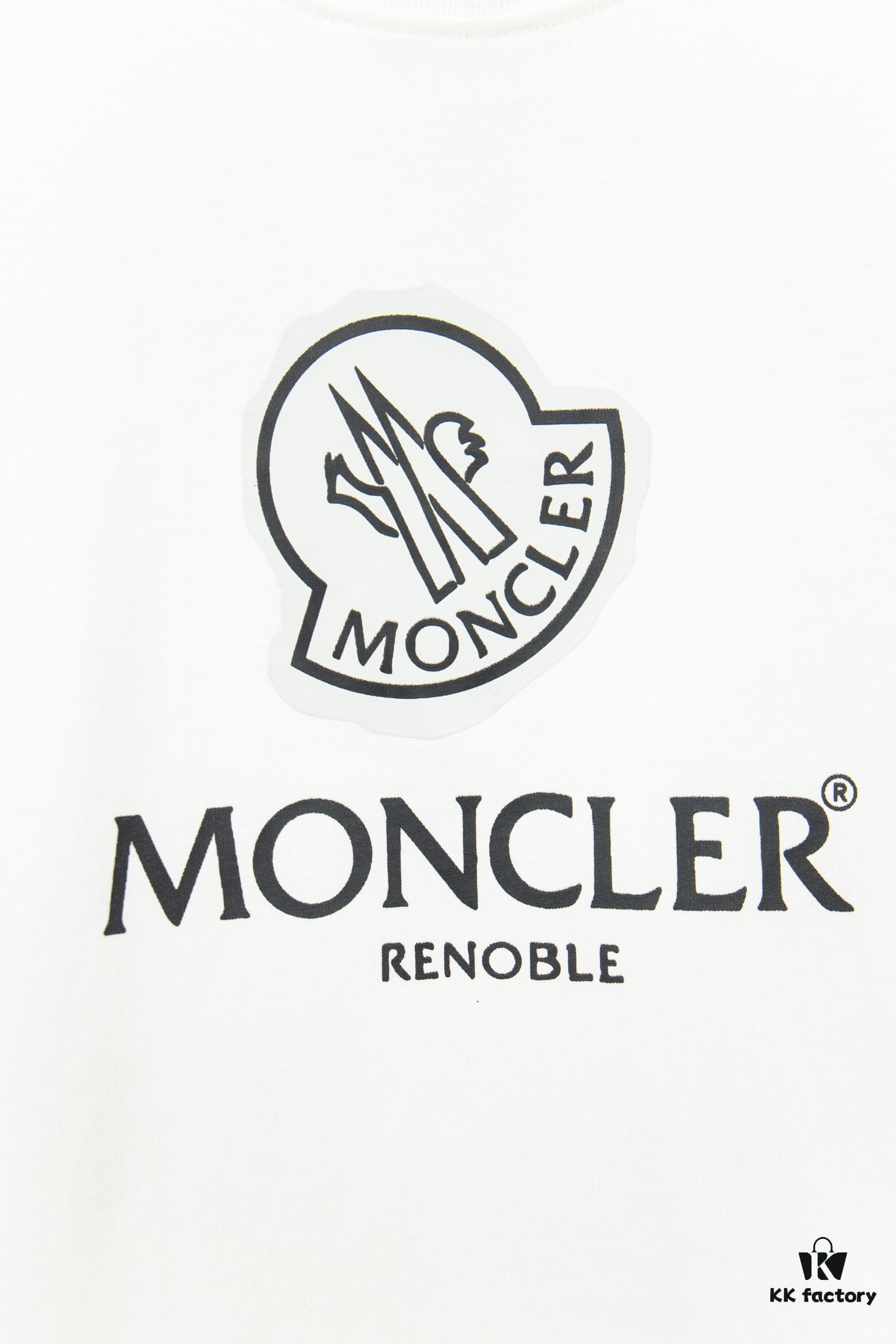 Moncler Y126 Minimalist Logo Print Short Sleeve T-Shirt in 270g Double-Brushed Pure Cotton