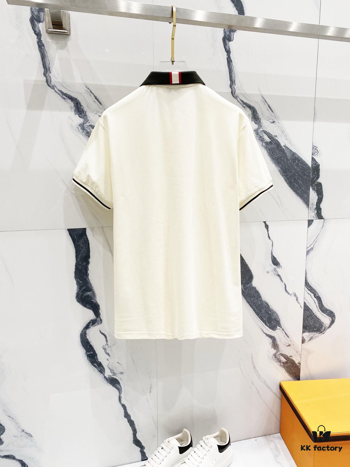 MONCLER Turn-down Collar Polo Shirt with Contrast Trim and Branded Logo Patch