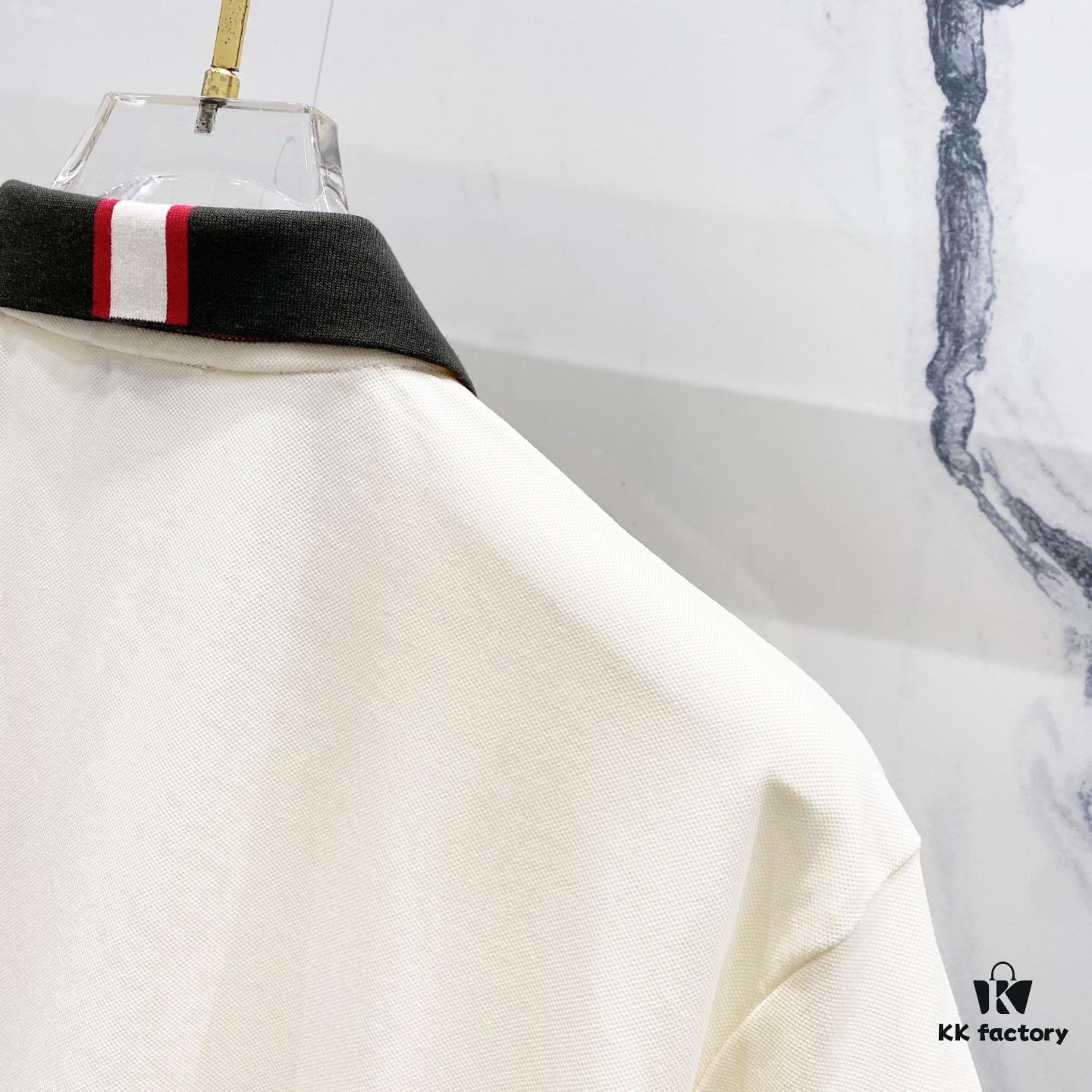 MONCLER Turn-down Collar Polo Shirt with Contrast Trim and Branded Logo Patch