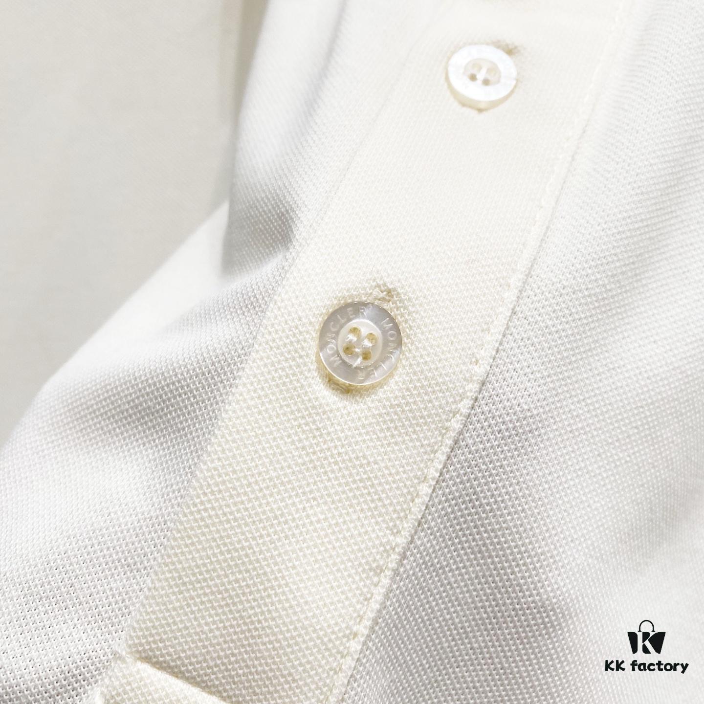 MONCLER Turn-down Collar Polo Shirt with Contrast Trim and Branded Logo Patch