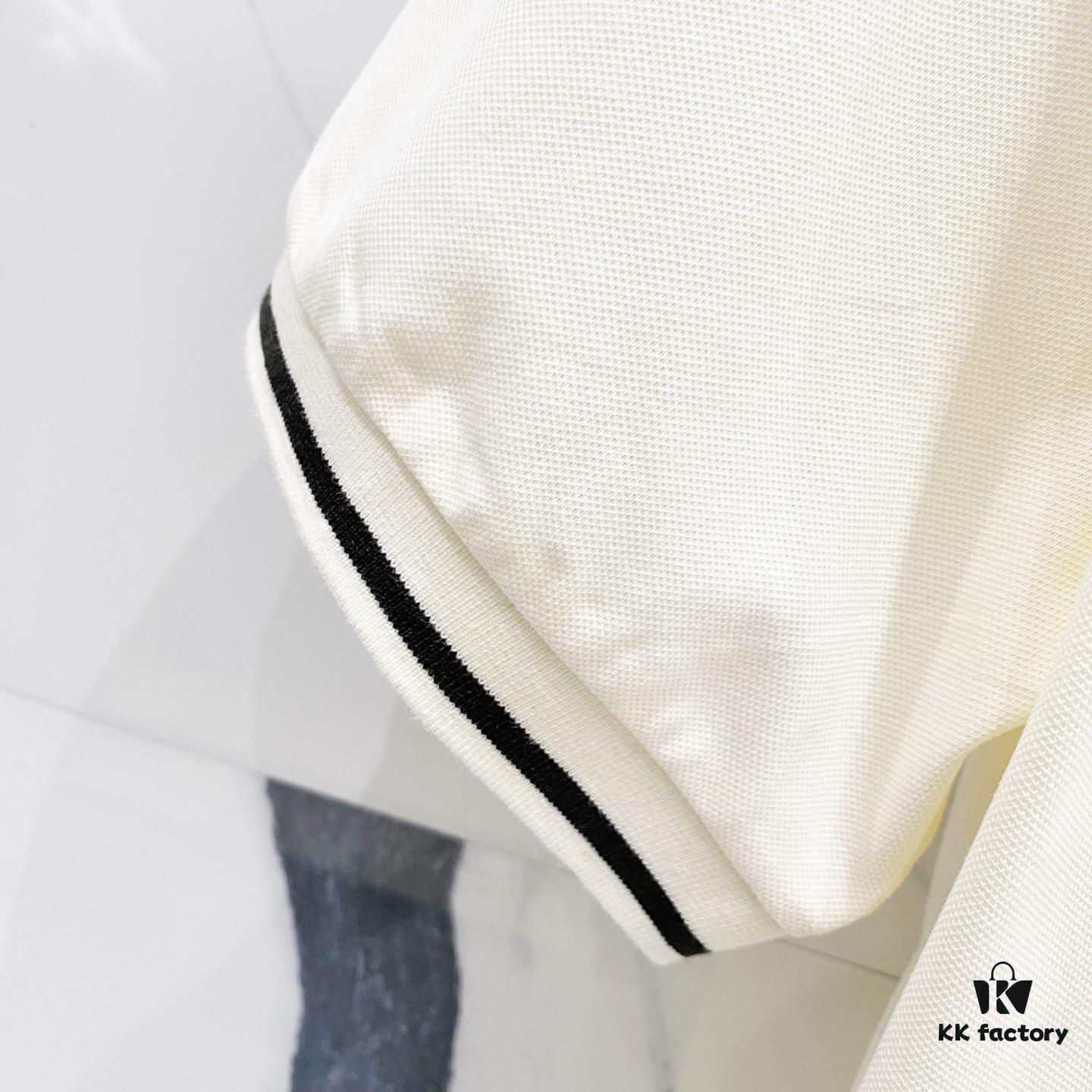 MONCLER Turn-down Collar Polo Shirt with Contrast Trim and Branded Logo Patch