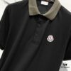 MONCLER Turn-down Polo Shirt with Contrast Collar and Brand Logo Badge