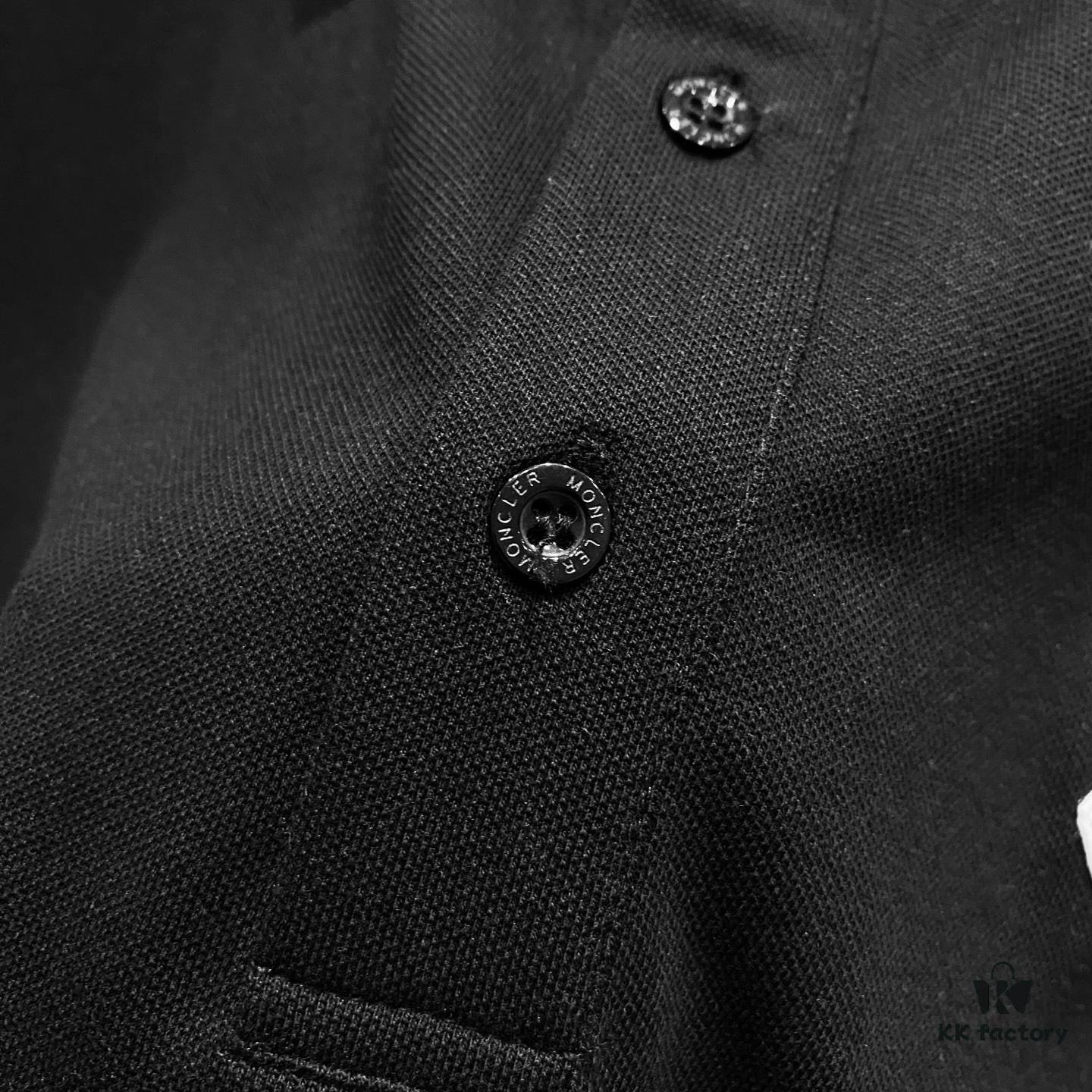 MONCLER Turn-down Polo Shirt with Contrast Collar and Brand Logo Badge